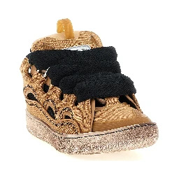 Brown Cotton Chunky Sneakers