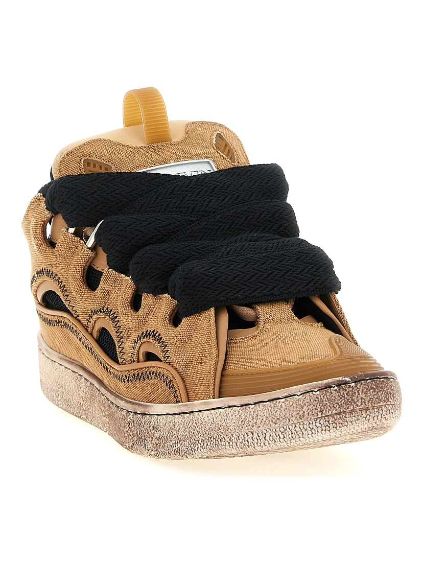 Brown Cotton Chunky Sneakers