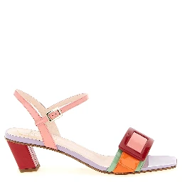 Multicolor Calfskin Stiletto Heel Sandals