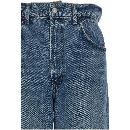 Blue Cotton Straight-Leg Jeans