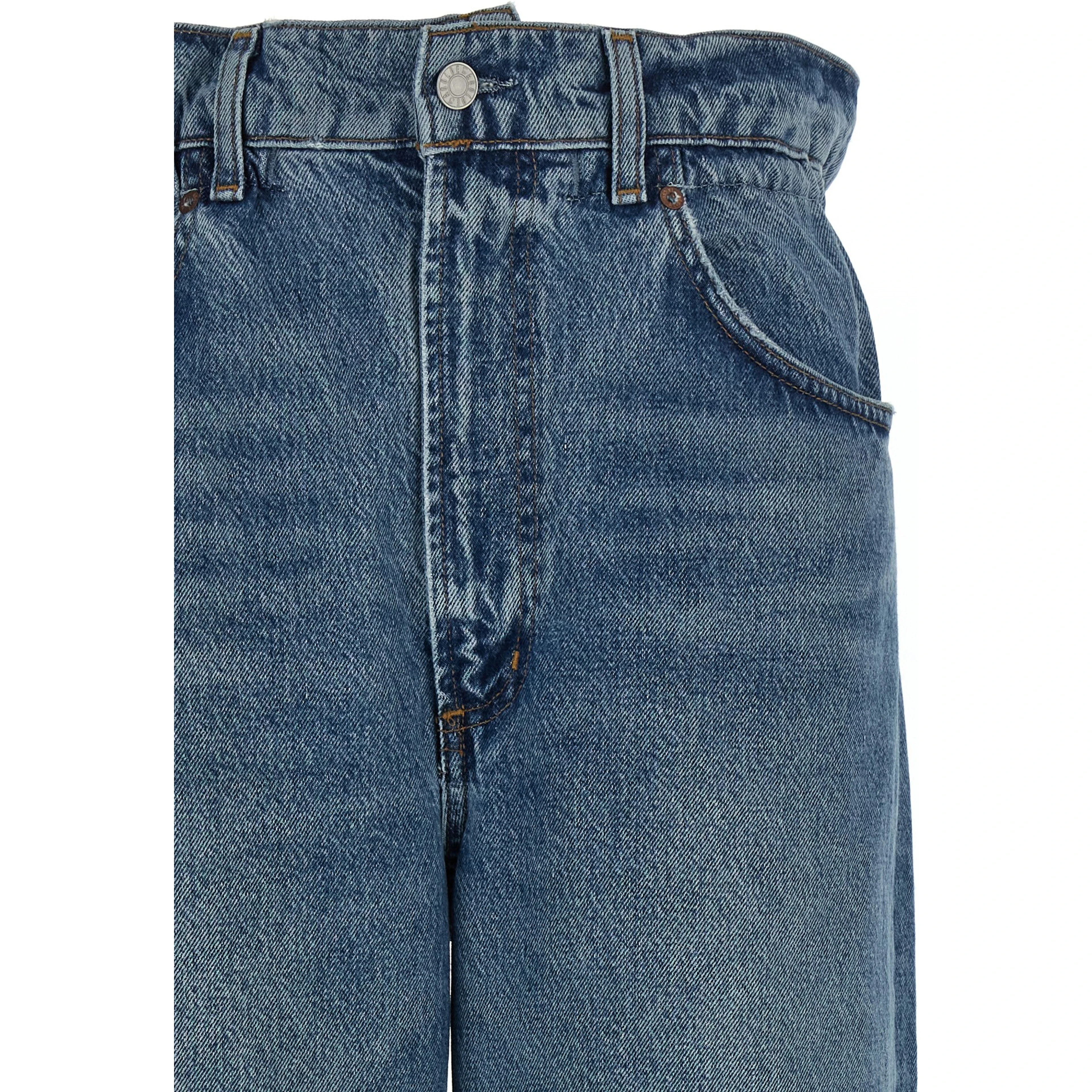 Blue Cotton Straight-Leg Jeans