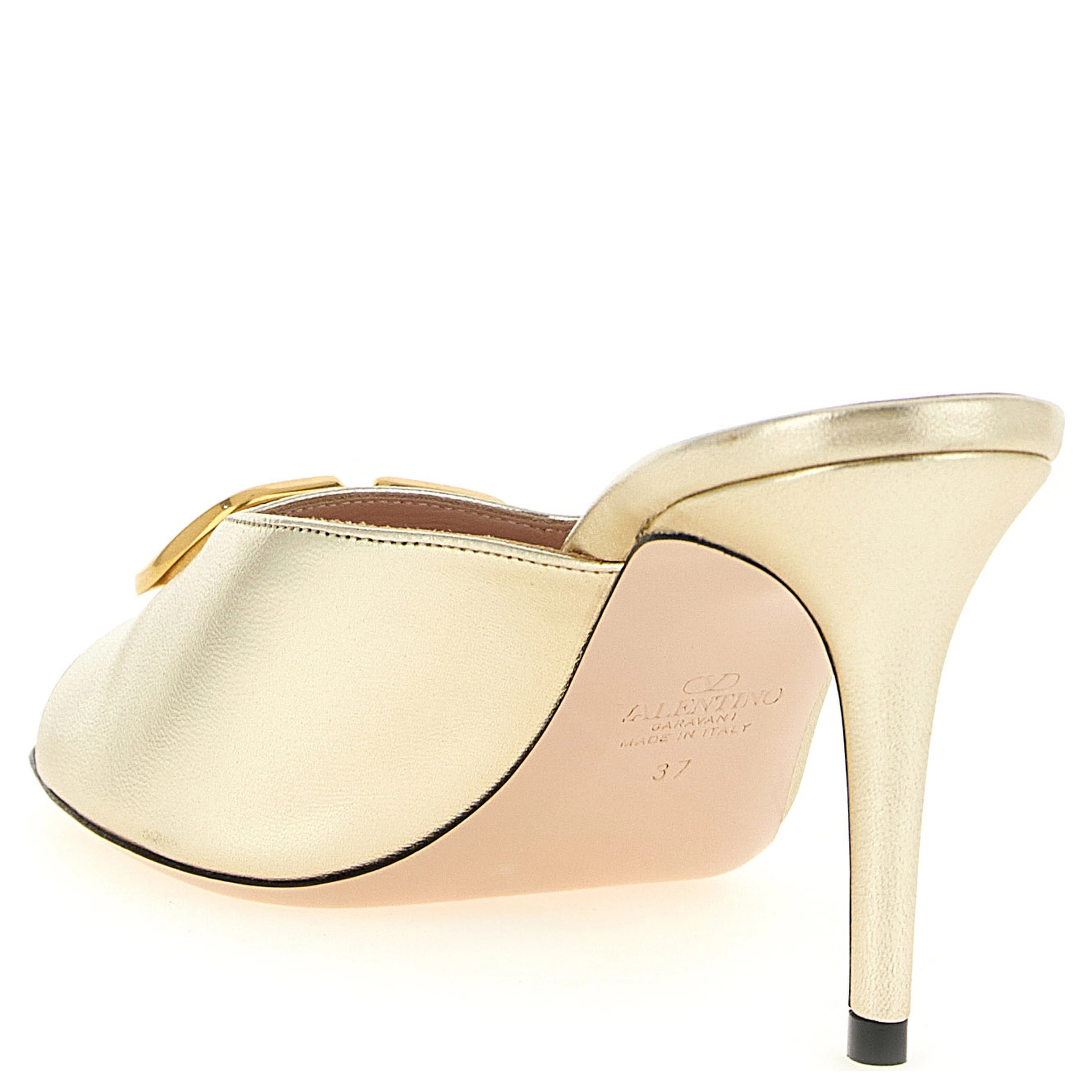 Gold Goatskin Stiletto Heel Sandals