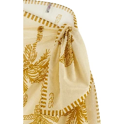 Beige Cotton Midi Skirt