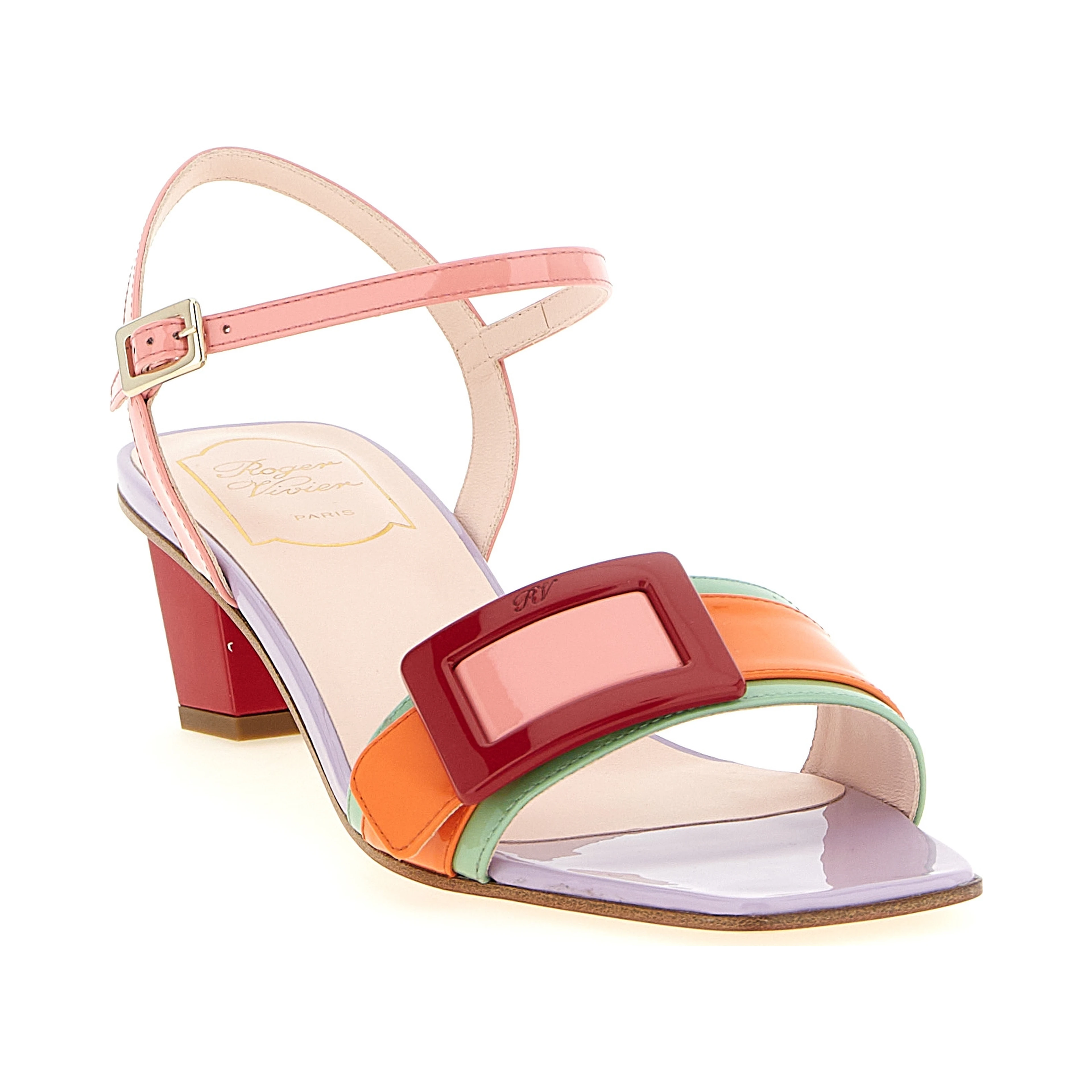 Multicolor Calfskin Stiletto Heel Sandals