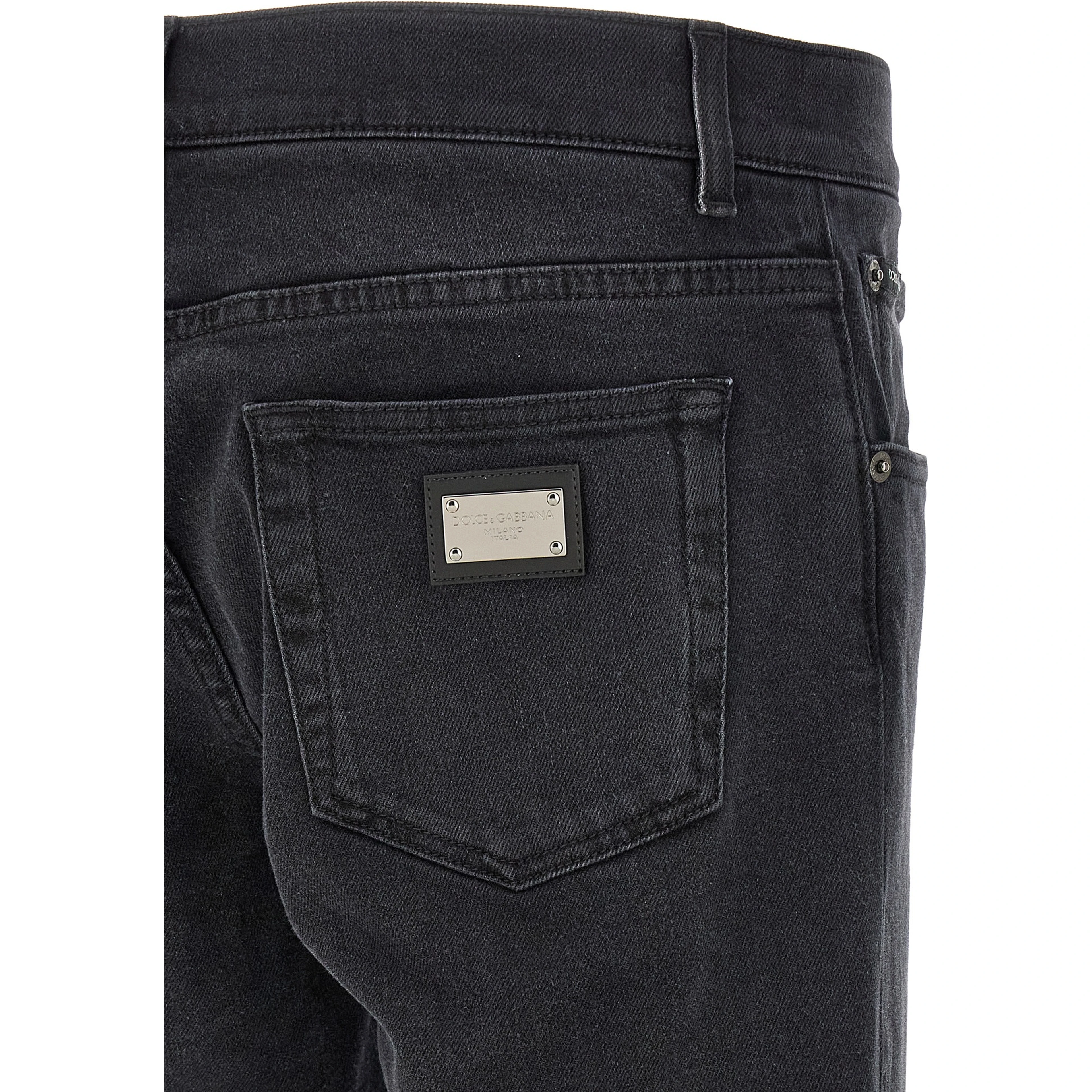 Black Cotton Straight-Leg Jeans