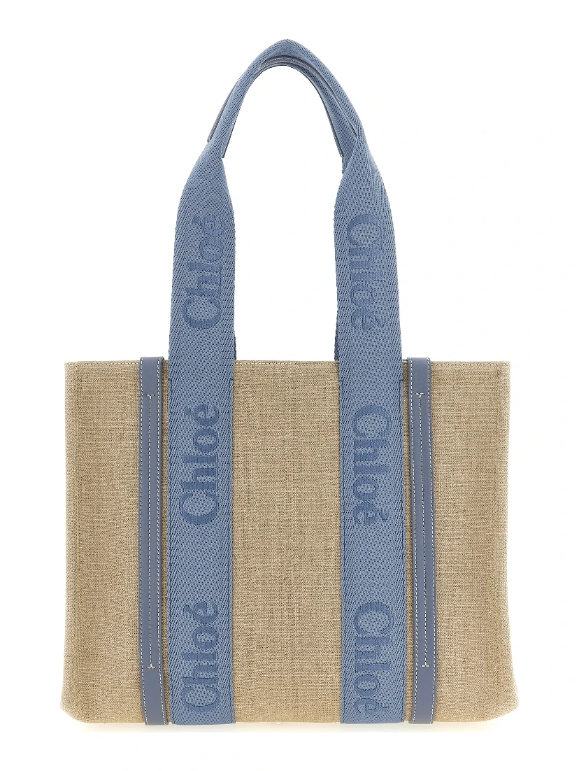 Blue Linen Tote Bag