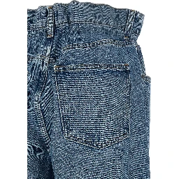 Blue Cotton Straight-Leg Jeans