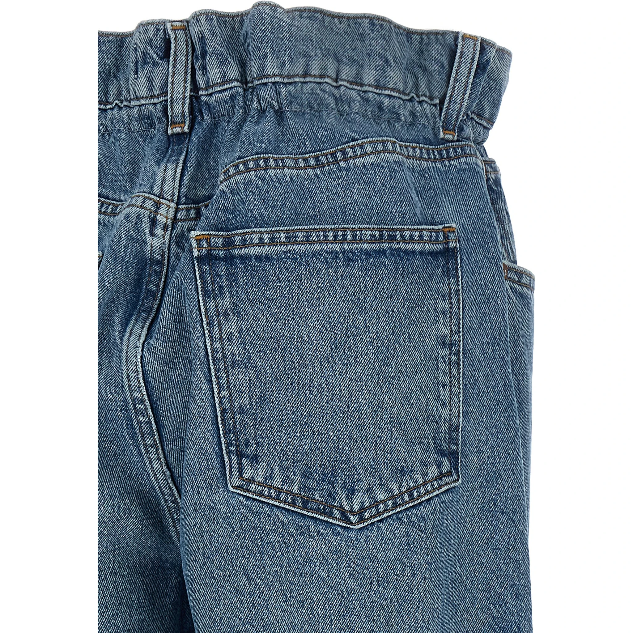 Blue Cotton Straight-Leg Jeans