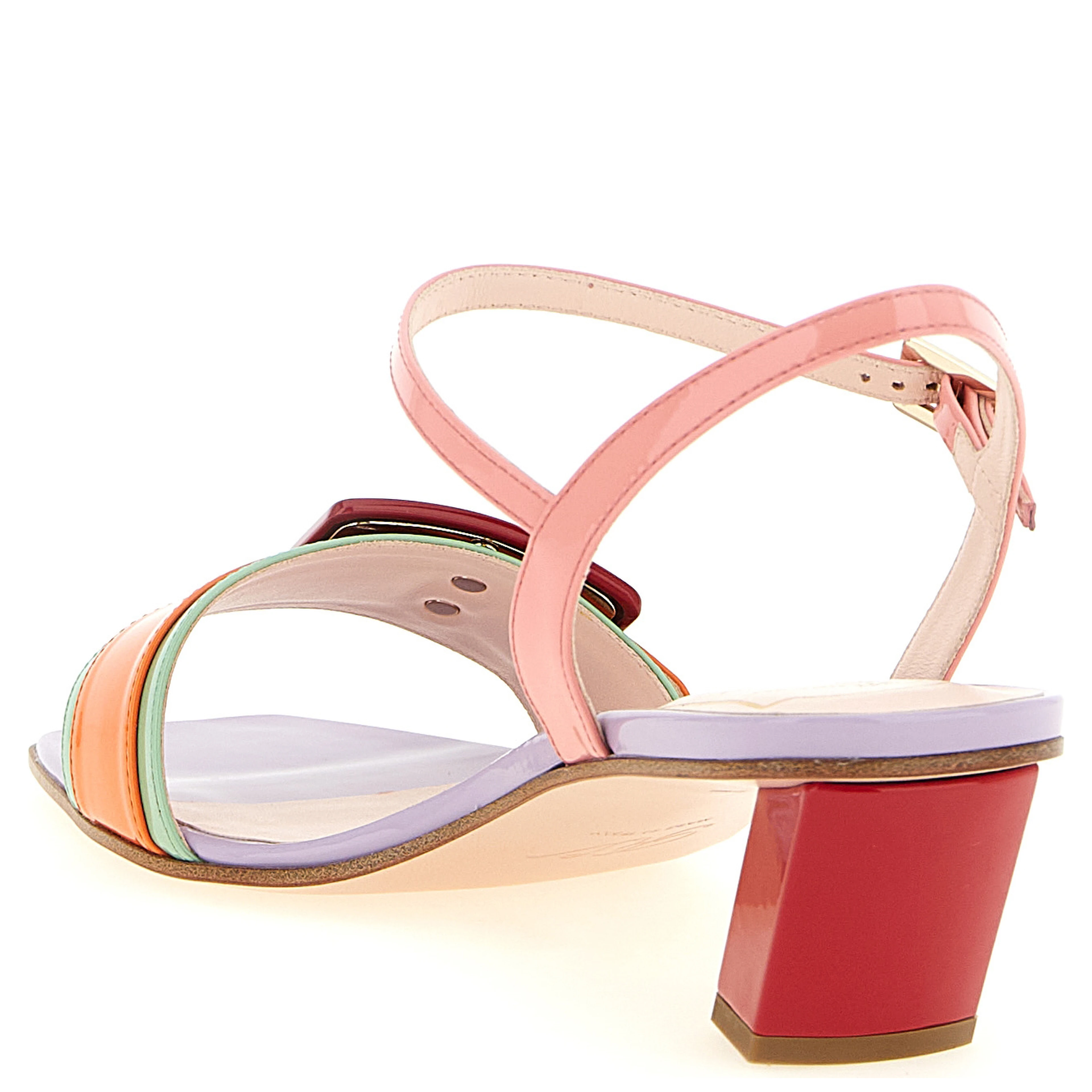 Multicolor Calfskin Stiletto Heel Sandals
