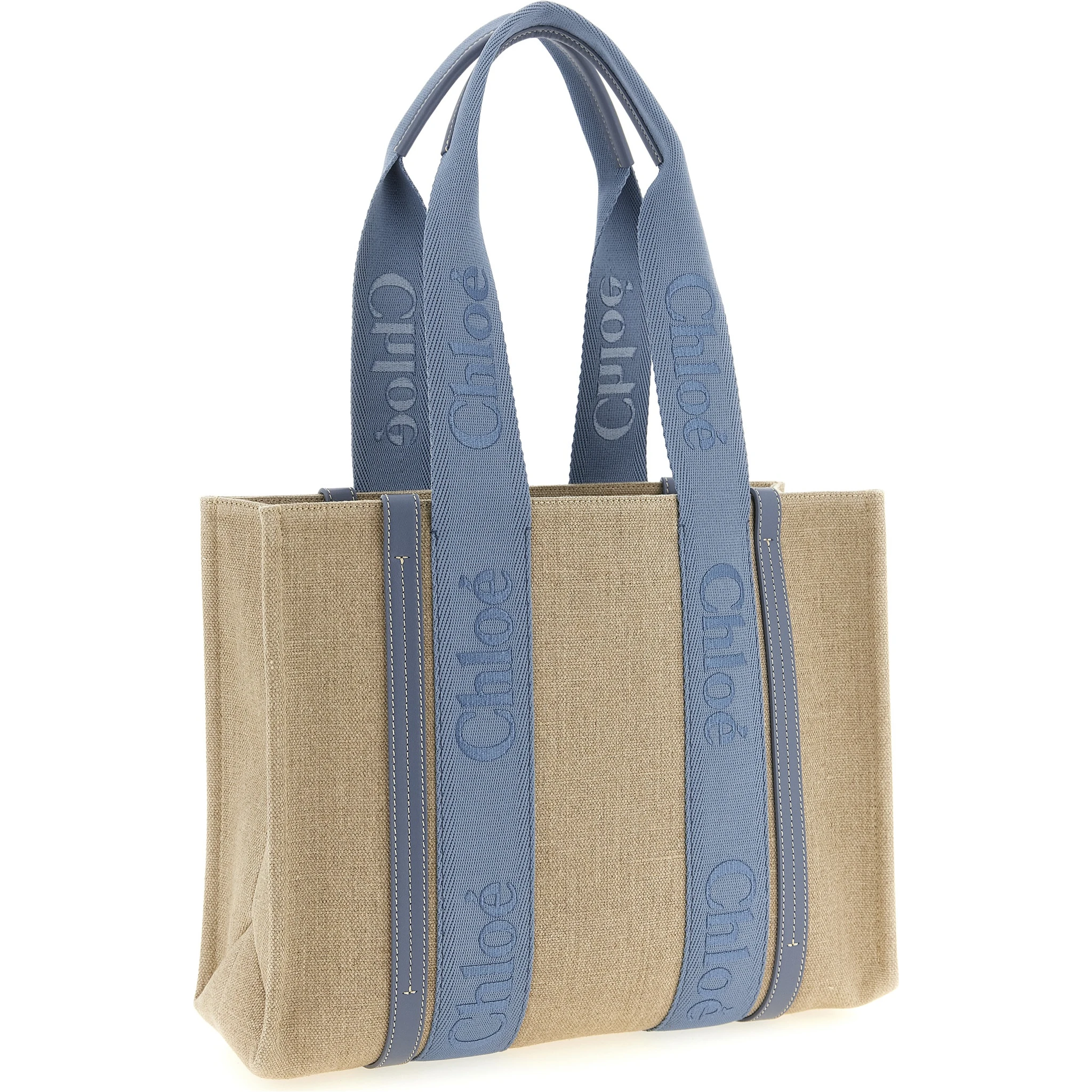 Blue Linen Tote Bag