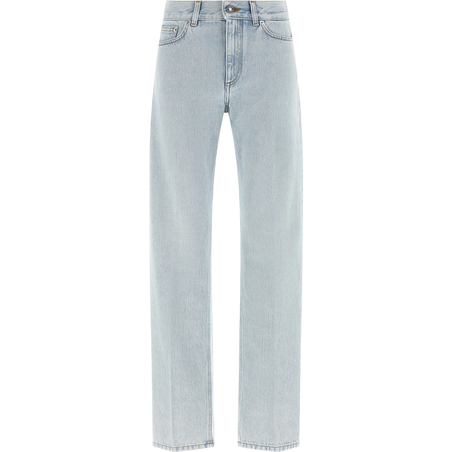 Blue Cotton Straight-Leg Jeans
