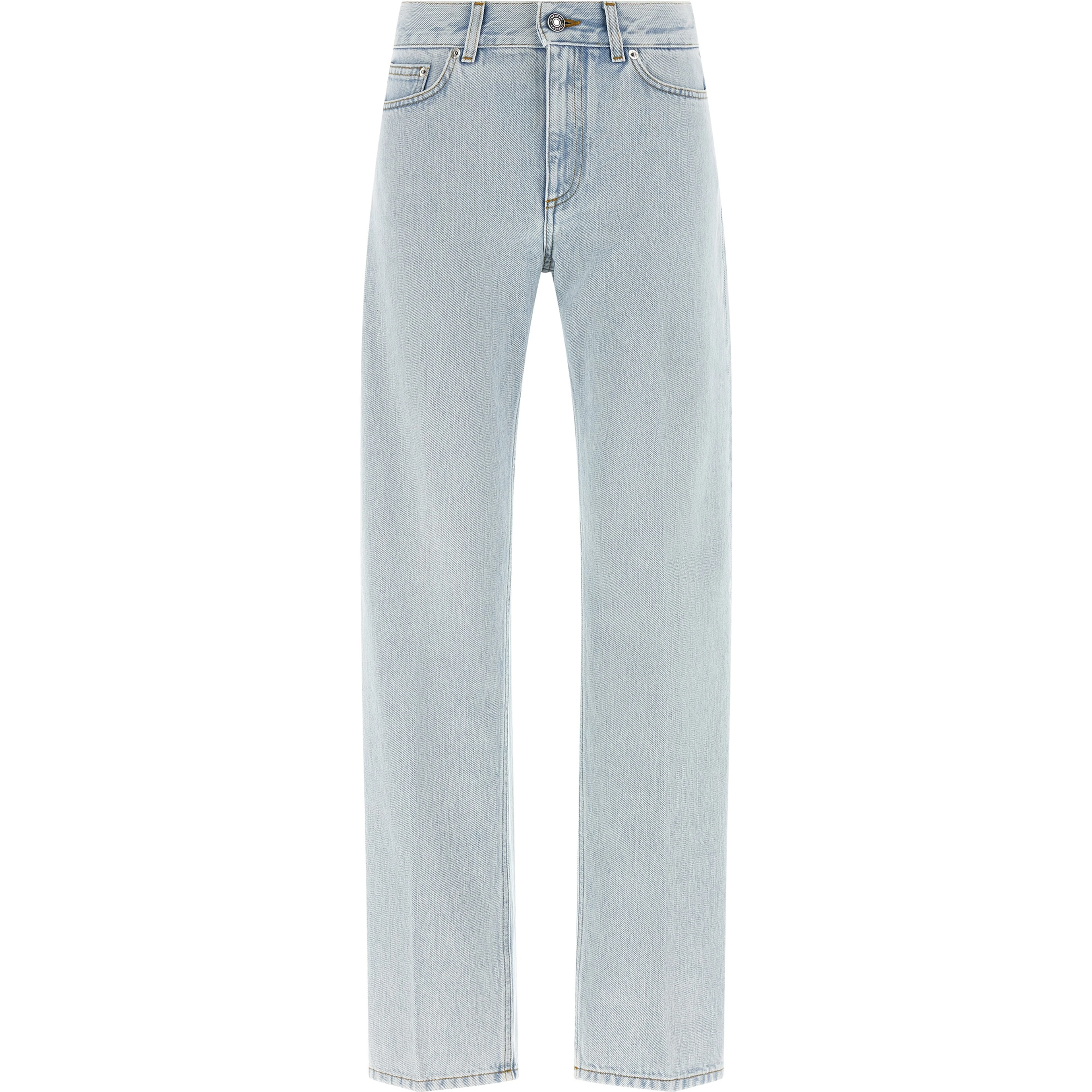 Blue Cotton Straight-Leg Jeans