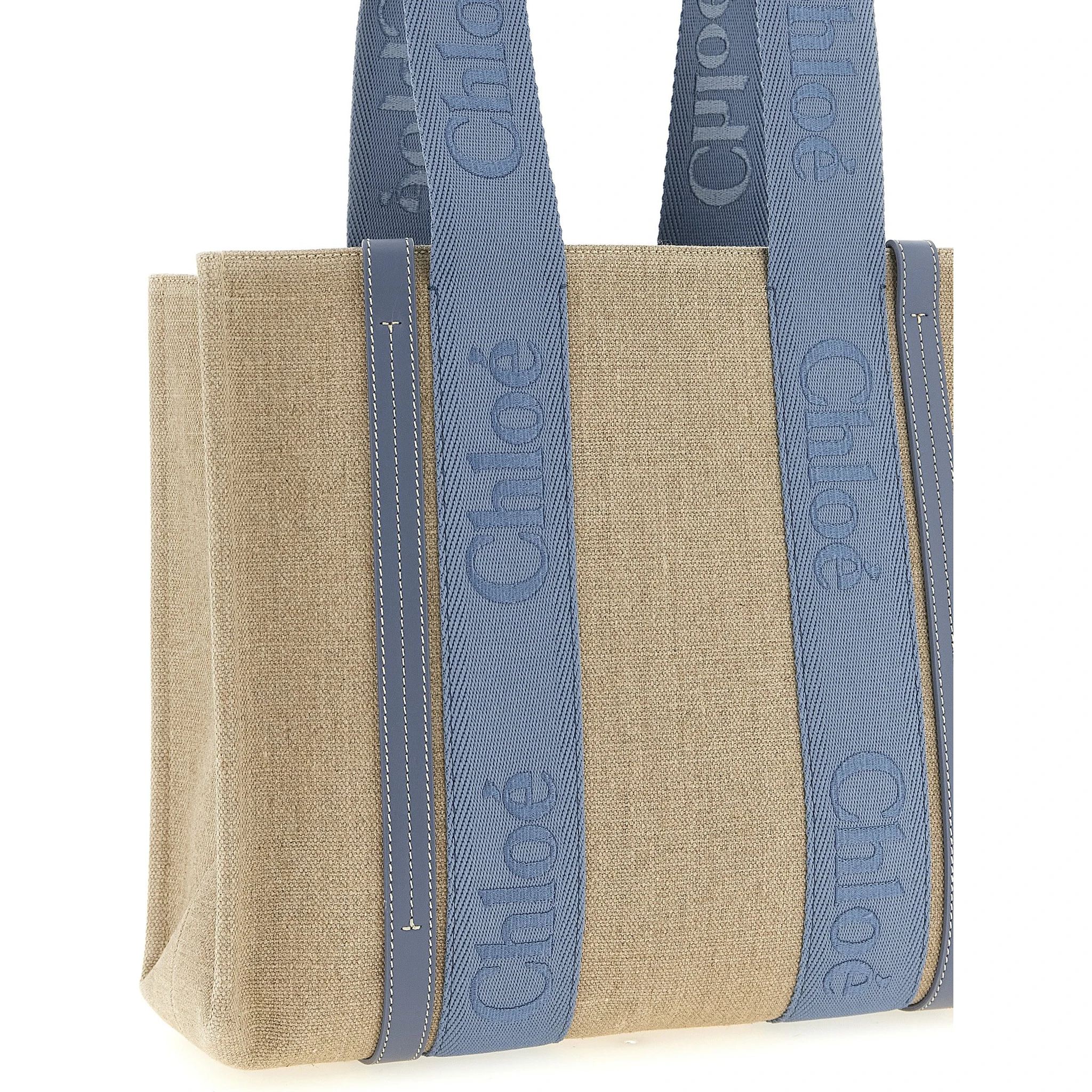 Blue Linen Tote Bag