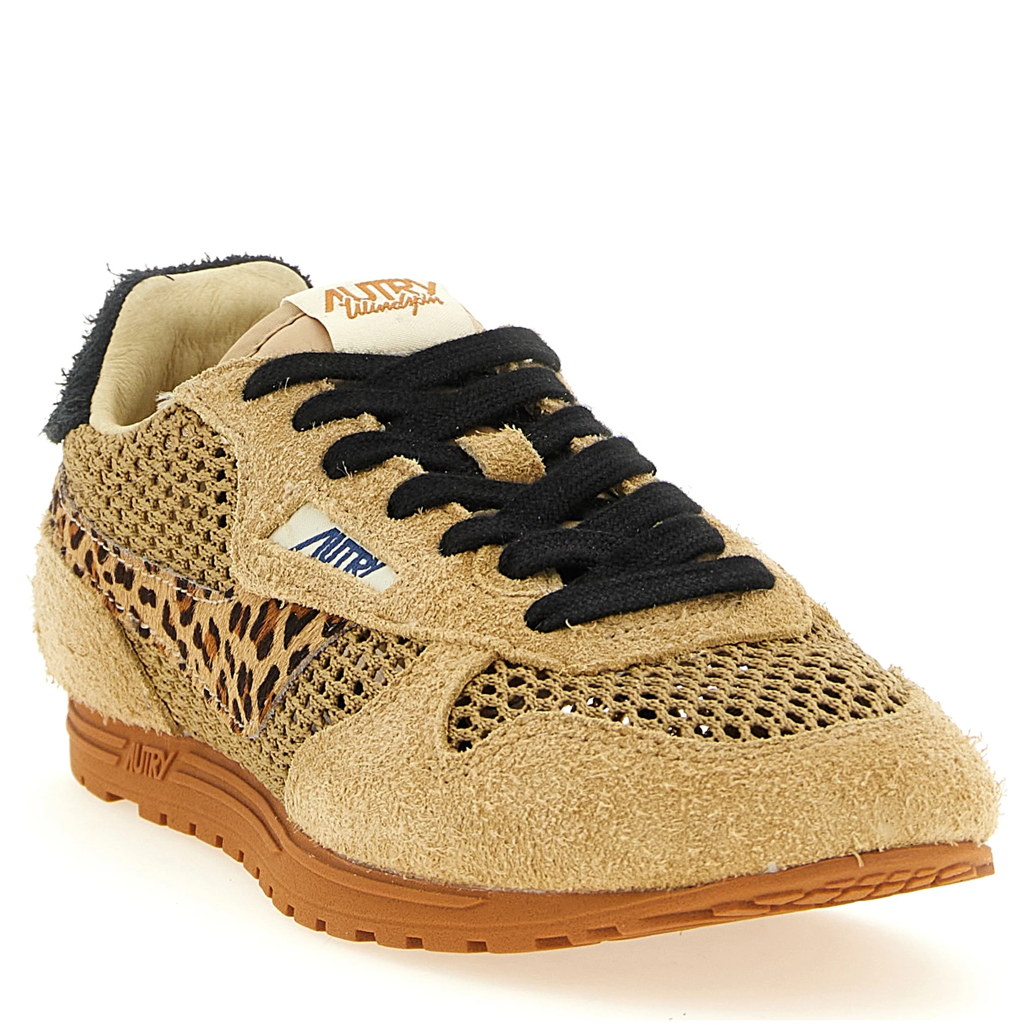 Beige Cotton Athletic Sneakers