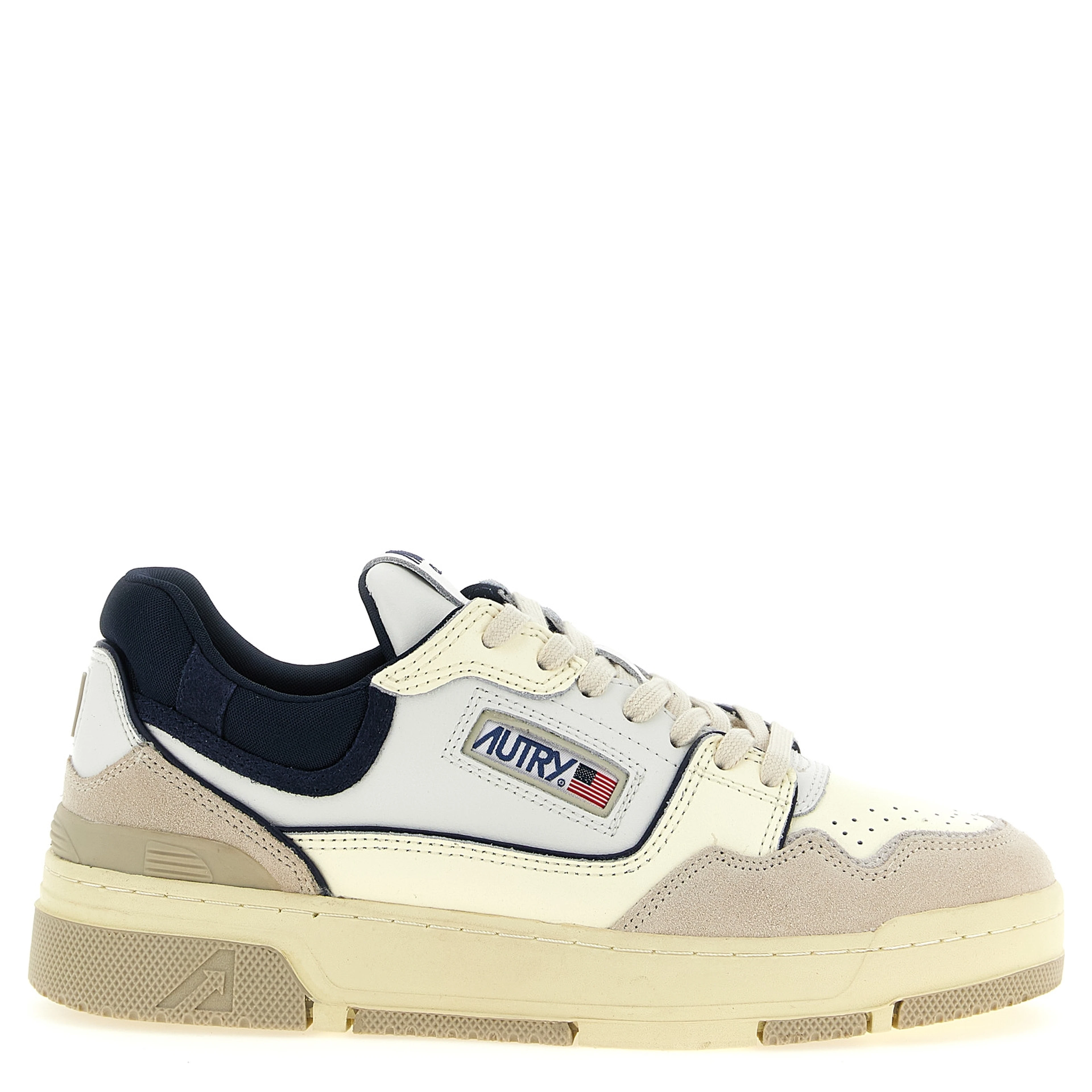 Blue Cowhide Low Top Sneakers