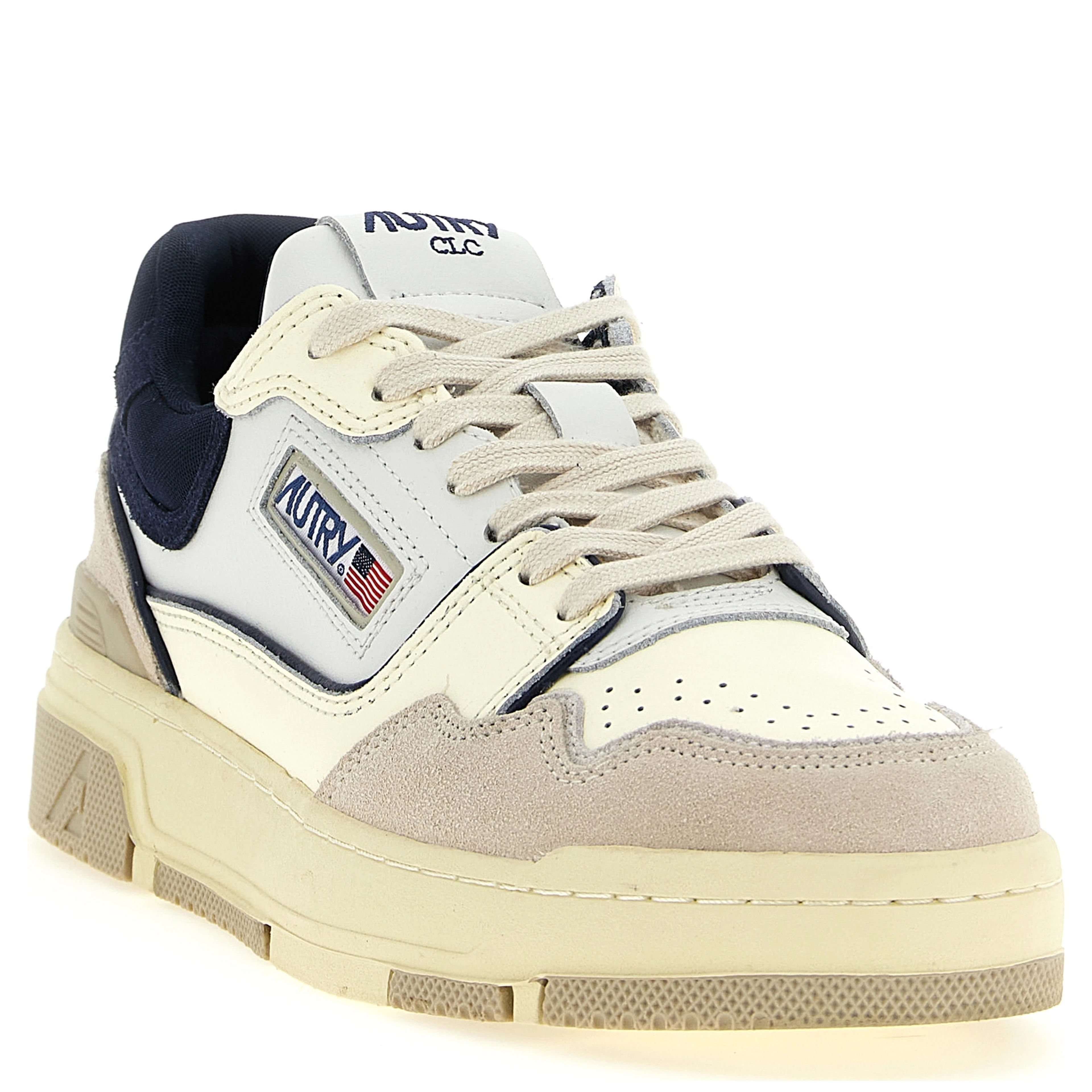 Blue Cowhide Low Top Sneakers