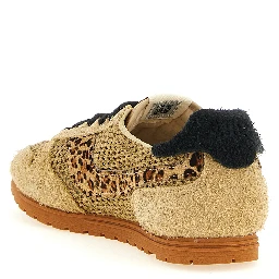 Beige Cotton Athletic Sneakers