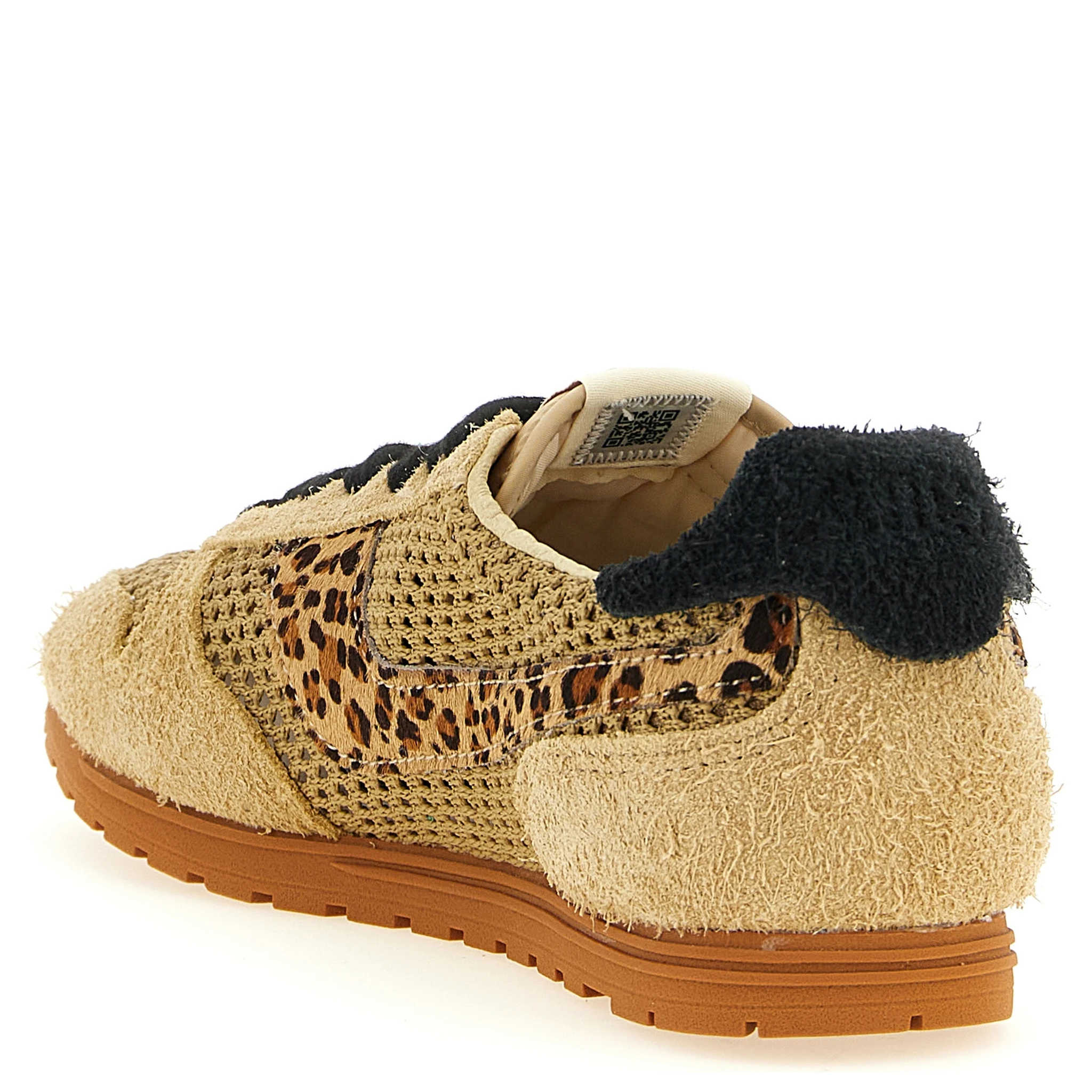 Beige Cotton Athletic Sneakers