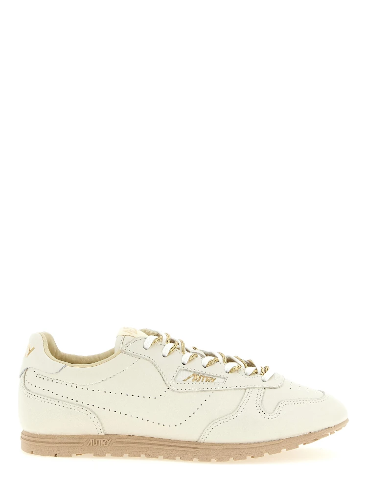 Beige Cowhide Low Top Sneakers