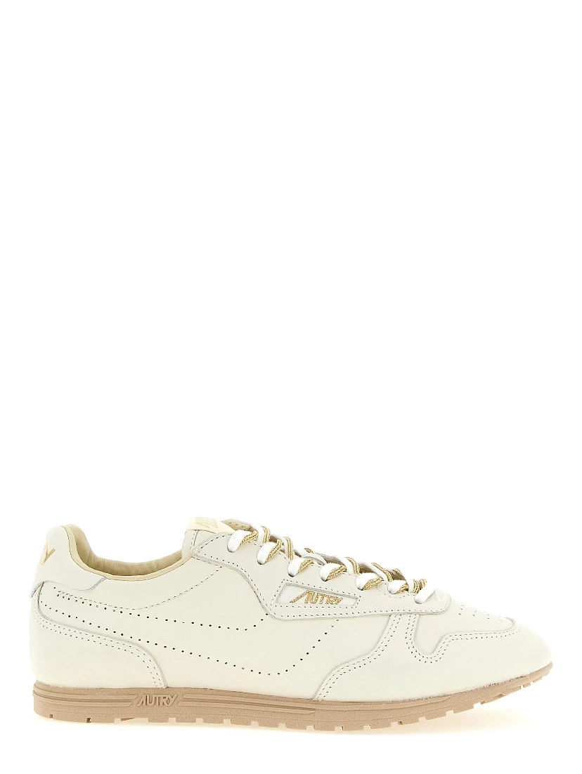 Beige Cowhide Low Top Sneakers