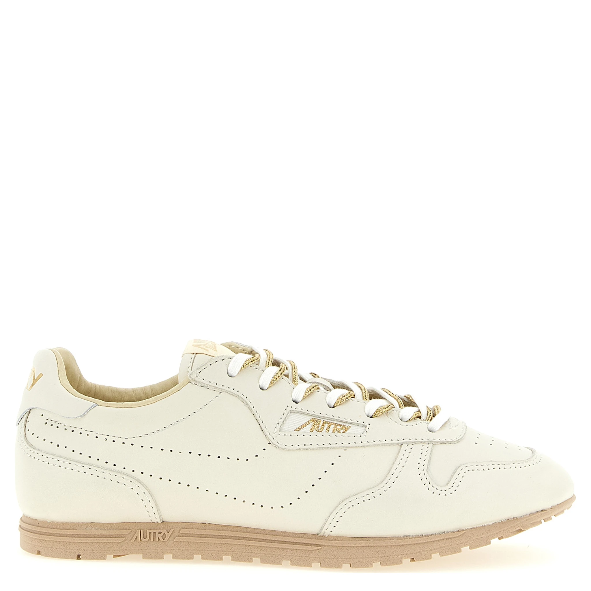 Beige Cowhide Low Top Sneakers