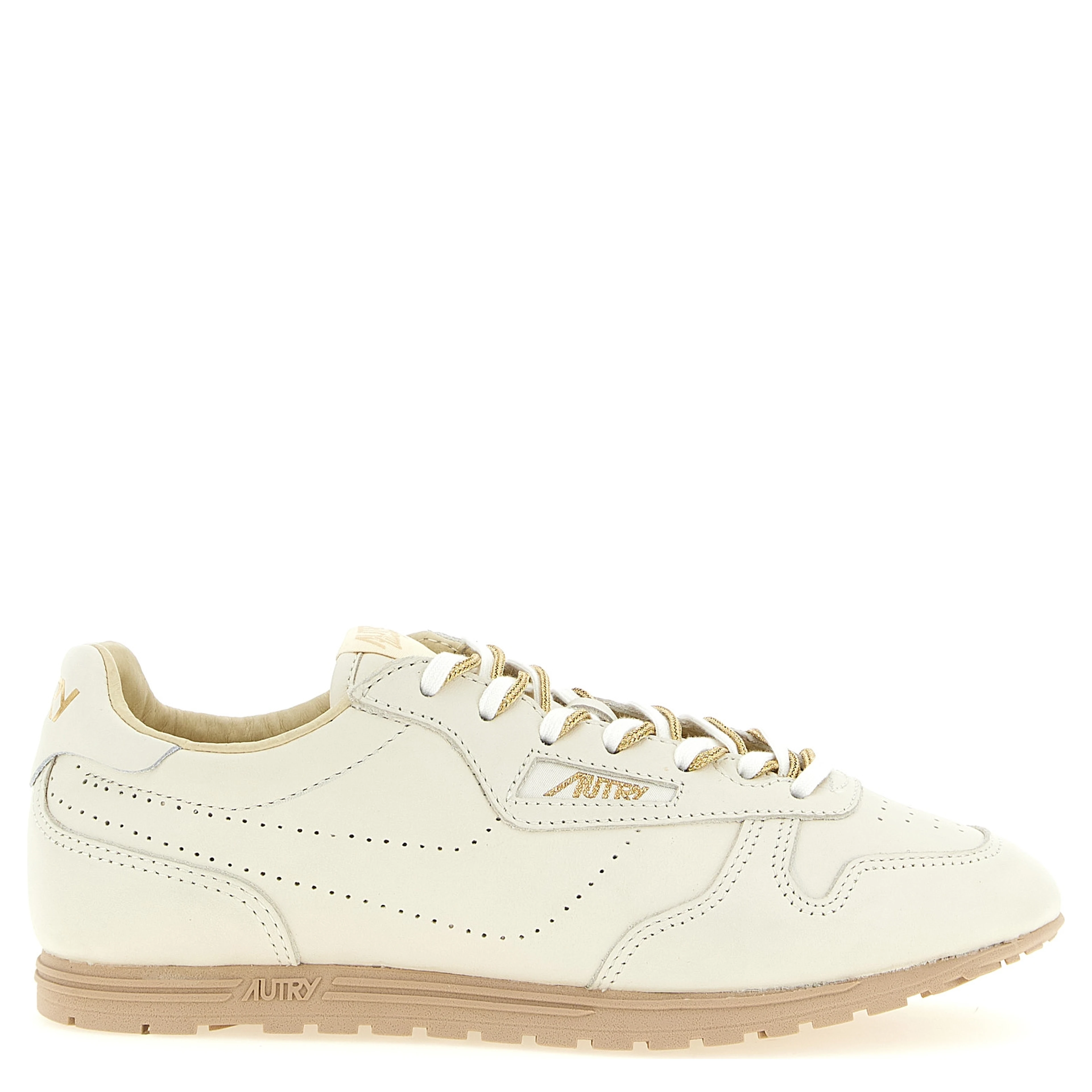 Beige Cowhide Low Top Sneakers