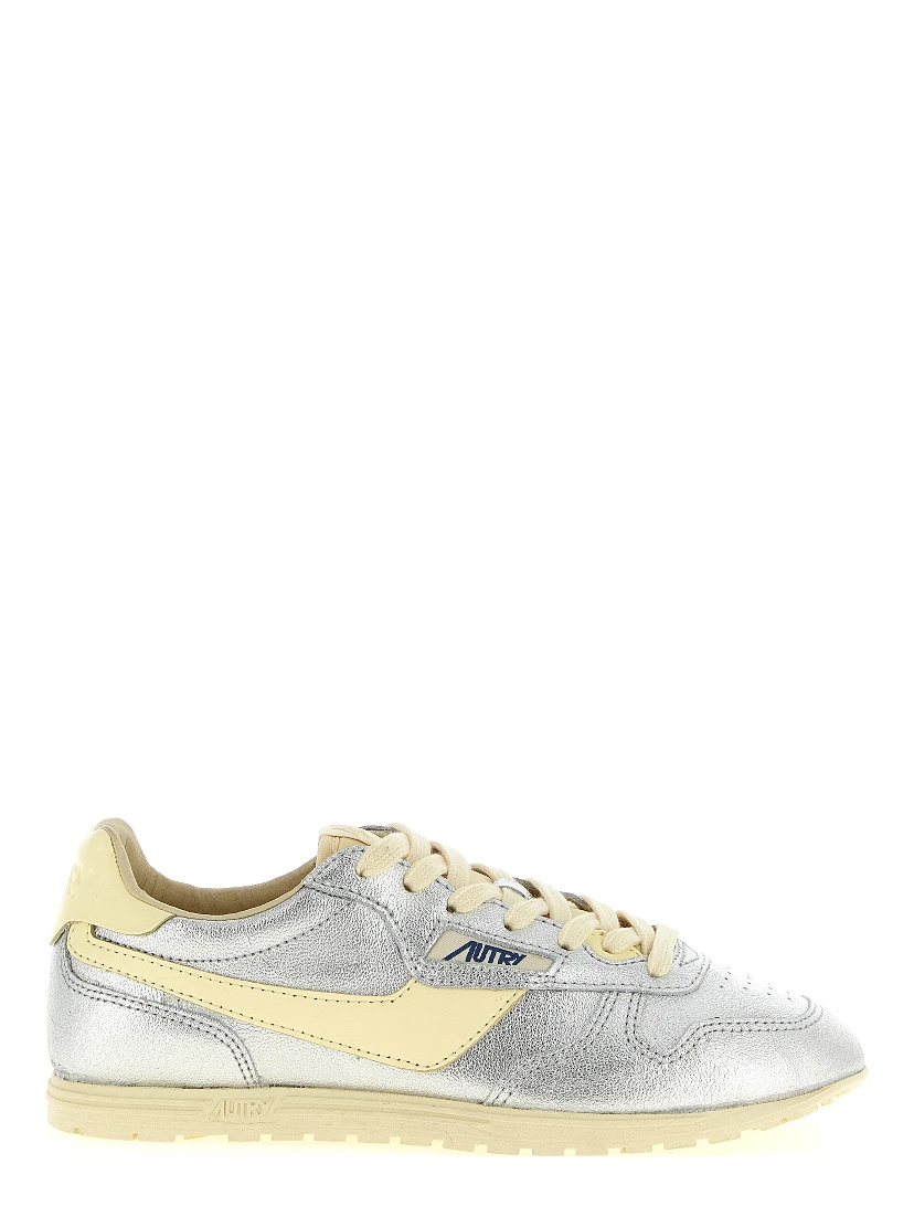 Silver Cowhide Low Top Sneakers