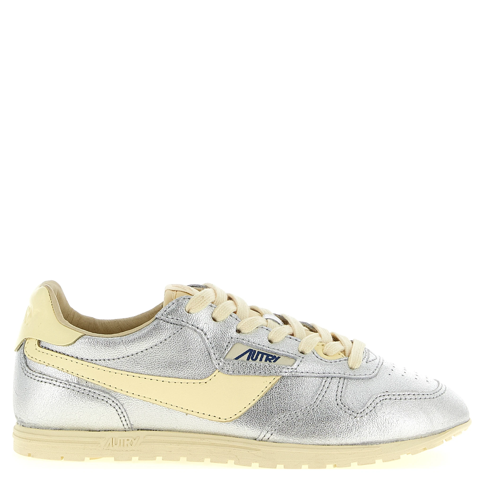 Silver Cowhide Low Top Sneakers