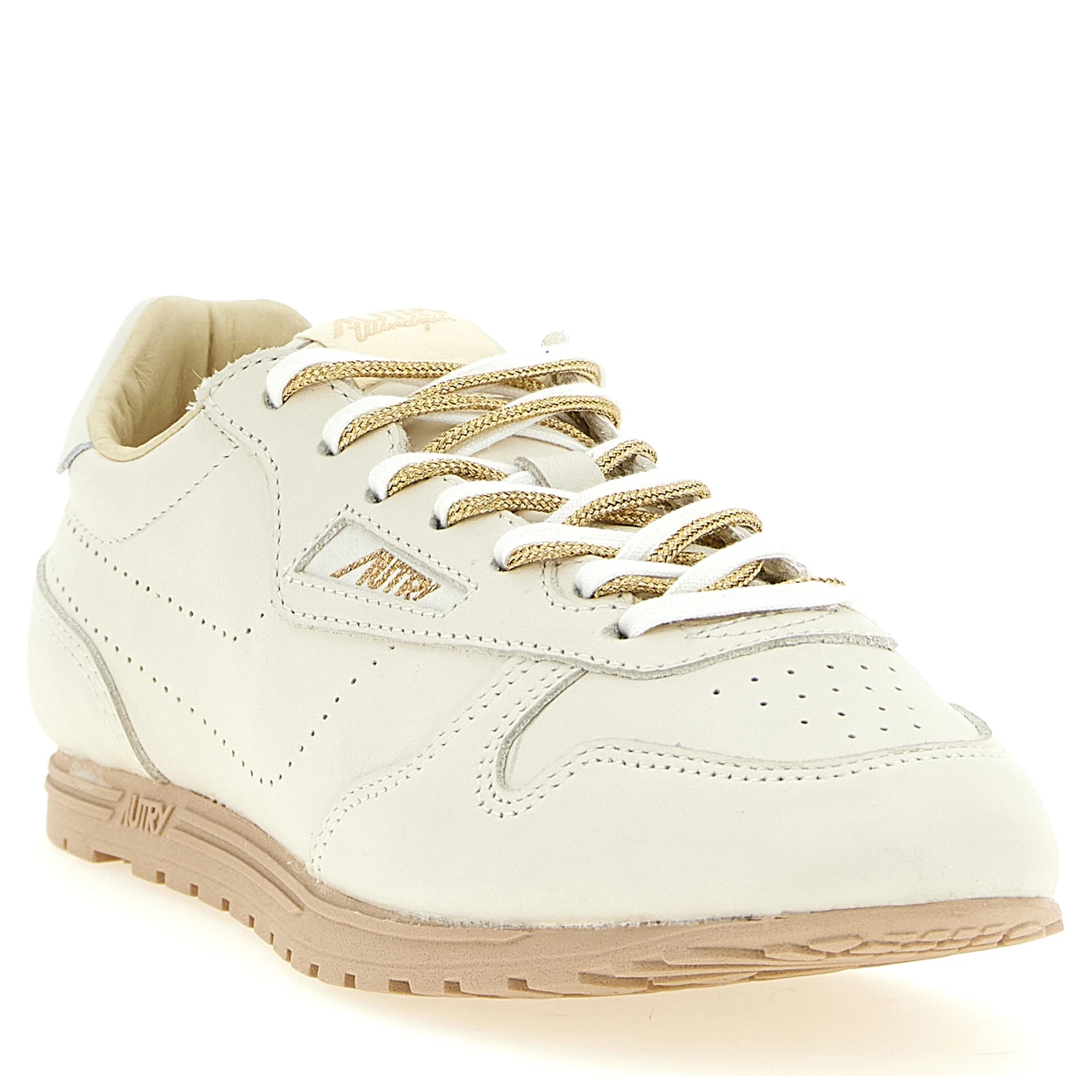 Beige Cowhide Low Top Sneakers