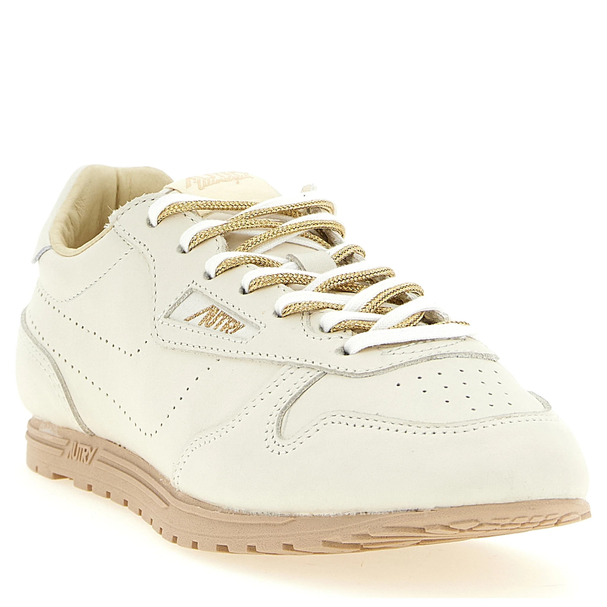Beige Cowhide Low Top Sneakers