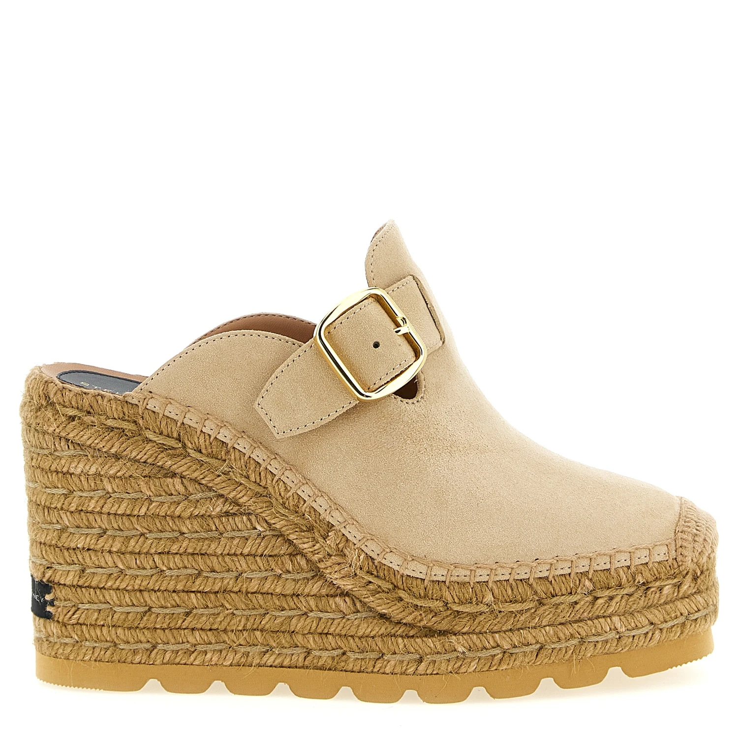 Beige Viscose Wedge Sandals