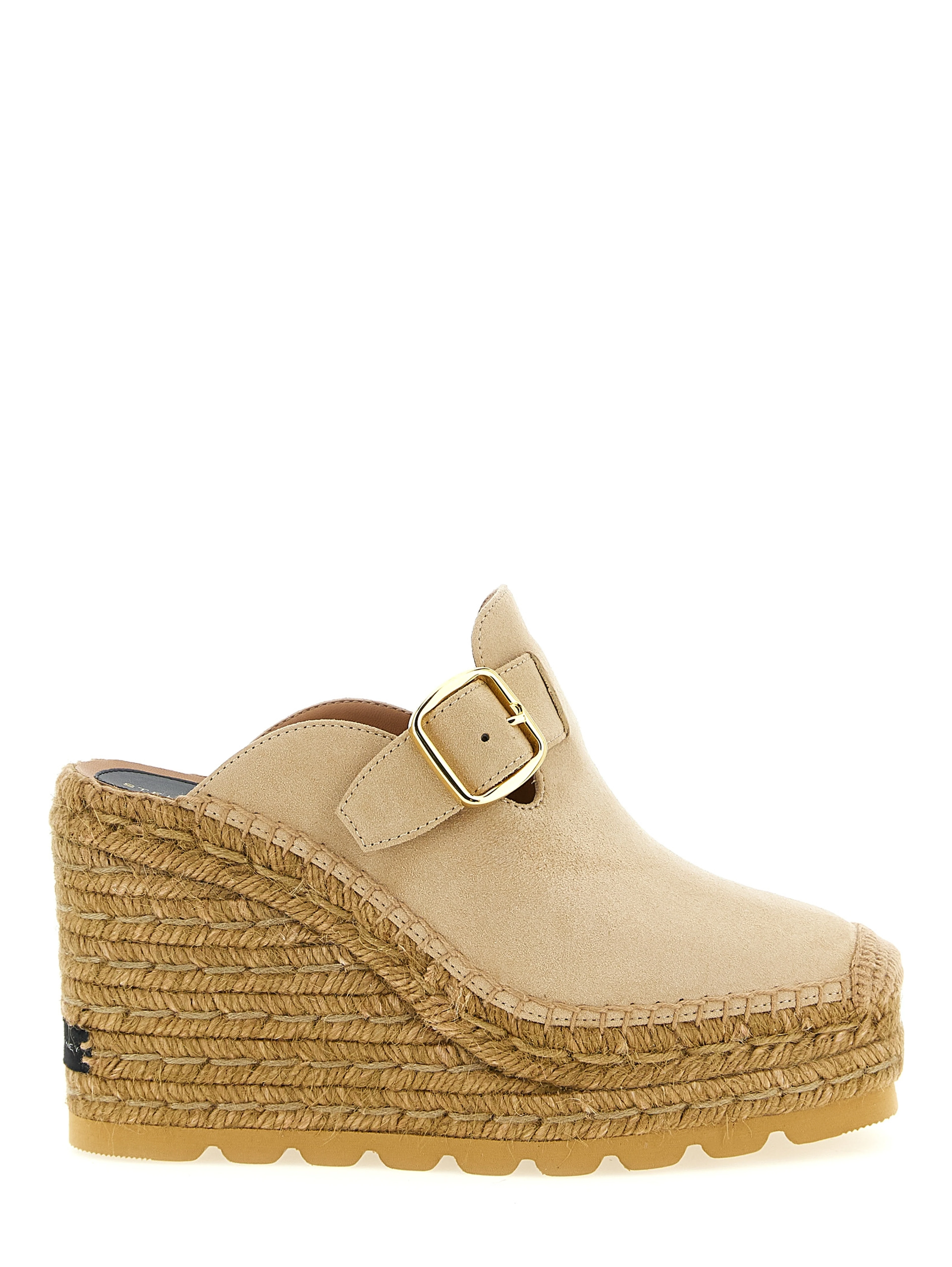 Beige Viscose Wedge Sandals