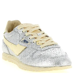 Silver Cowhide Low Top Sneakers