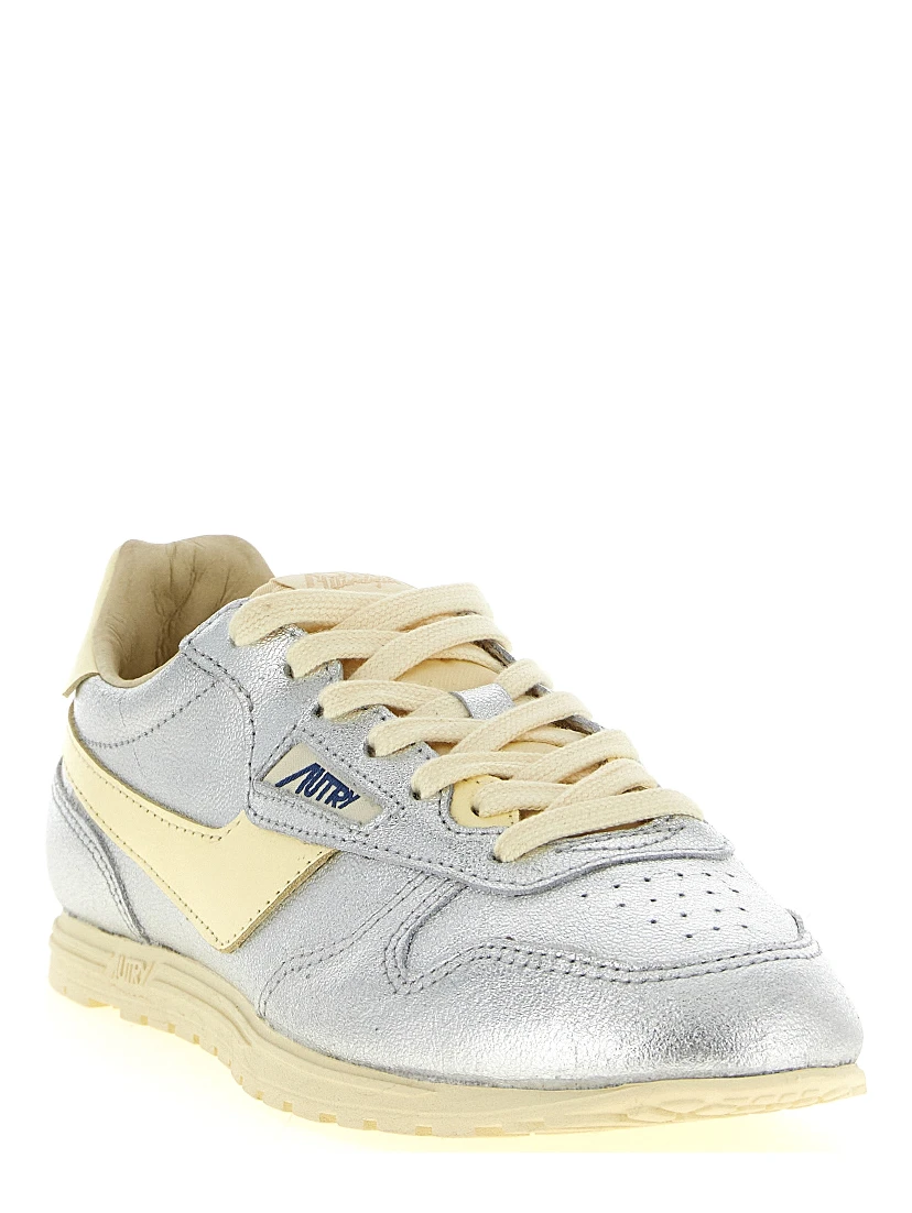 Silver Cowhide Low Top Sneakers