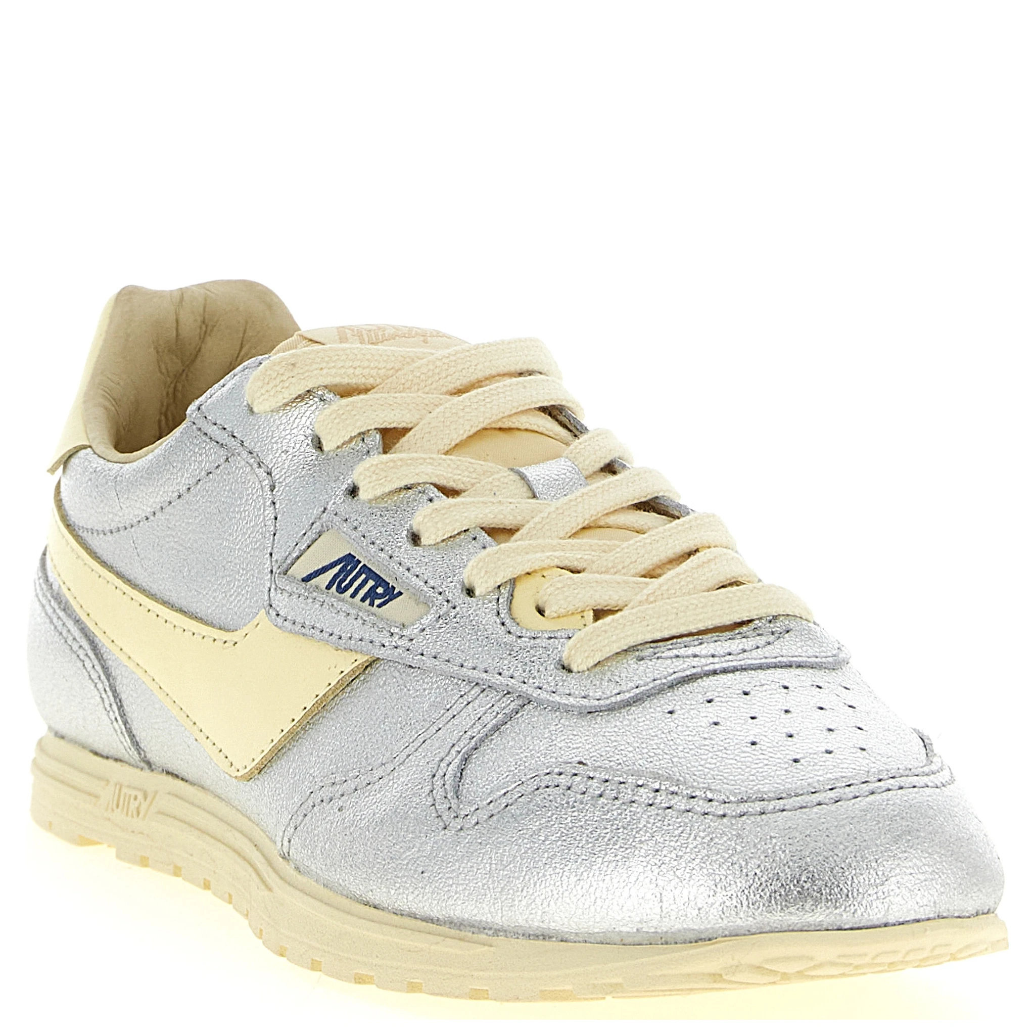 Silver Cowhide Low Top Sneakers