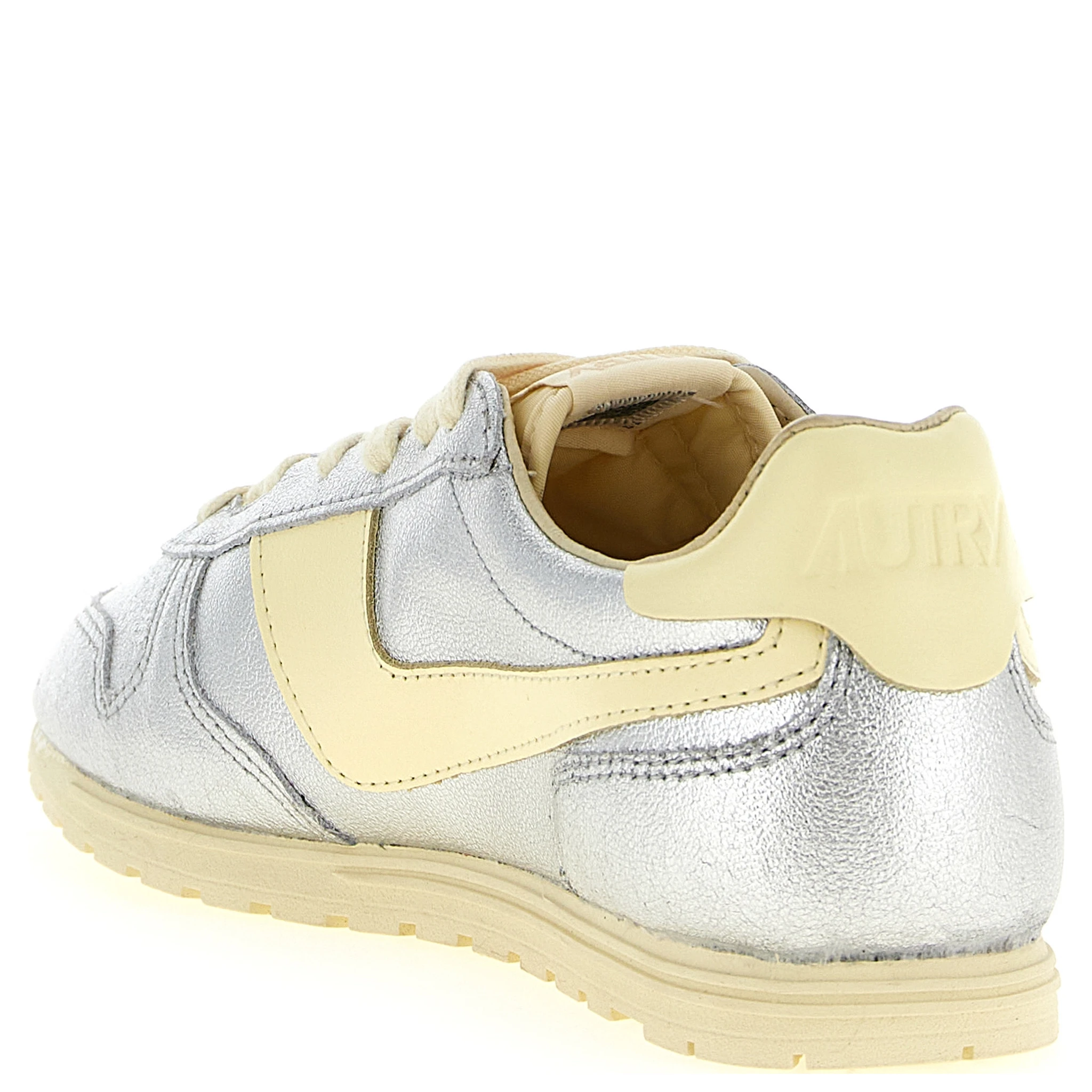 Silver Cowhide Low Top Sneakers