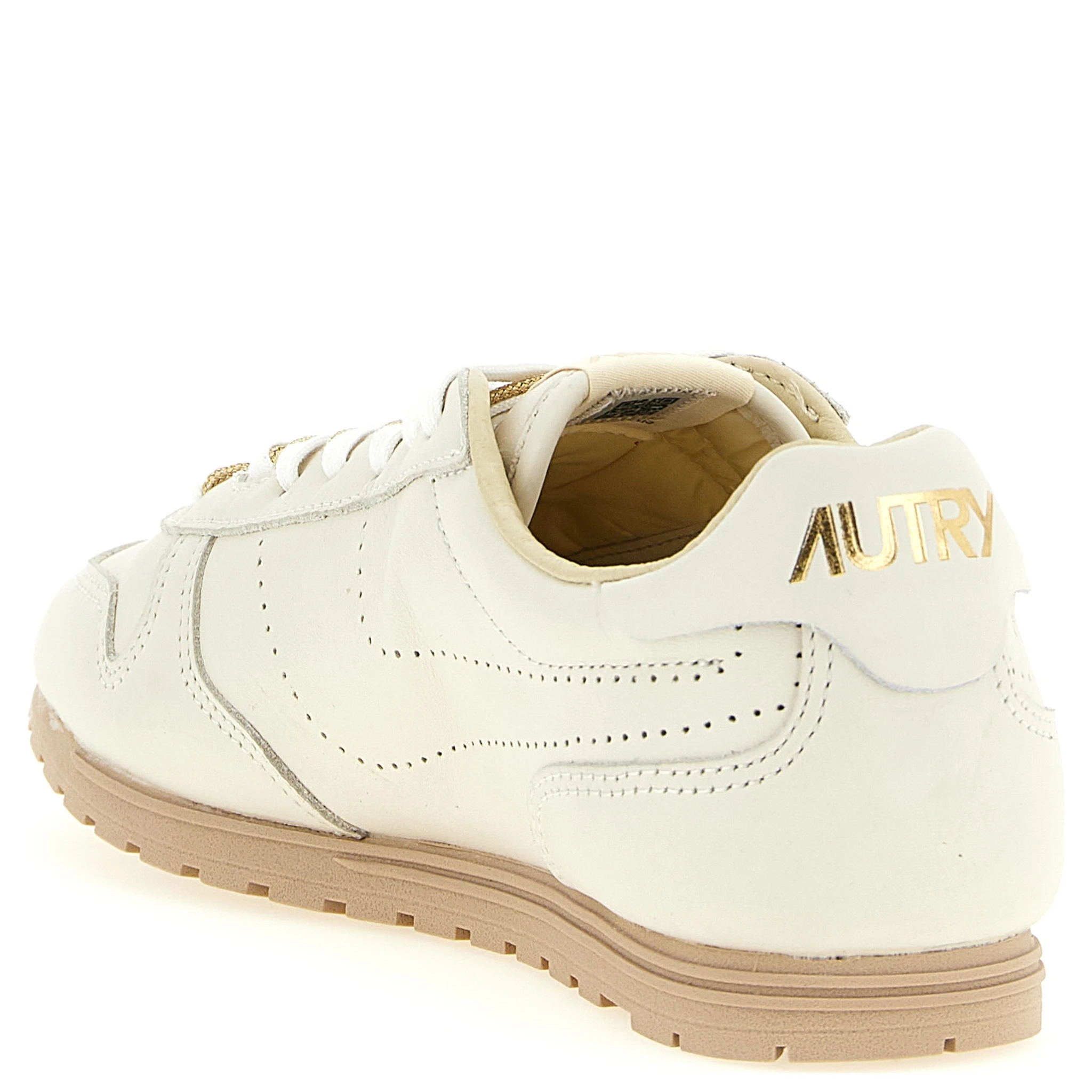 Beige Cowhide Low Top Sneakers