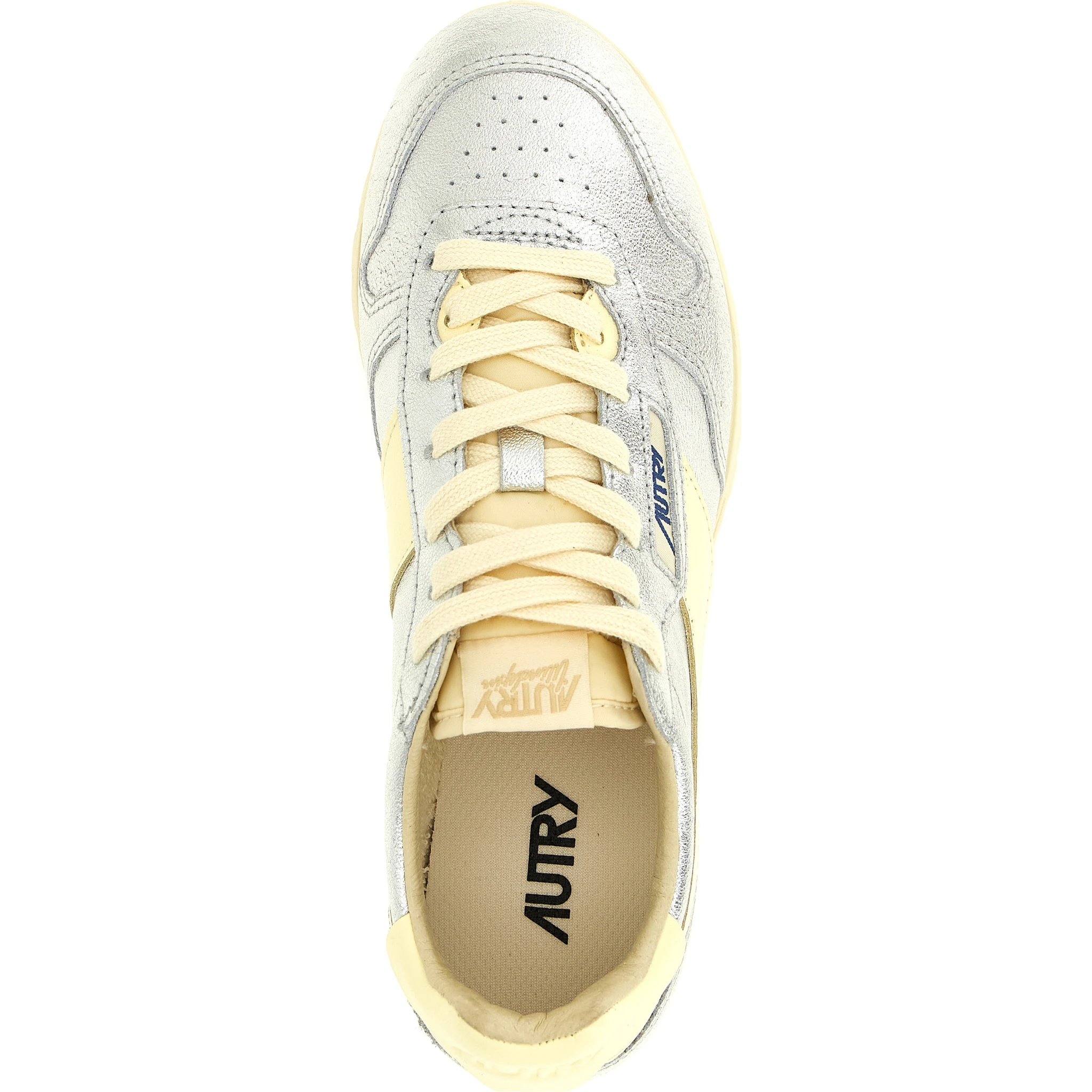 Silver Cowhide Low Top Sneakers