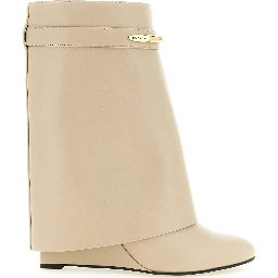 Beige Calfskin Ankle Boots