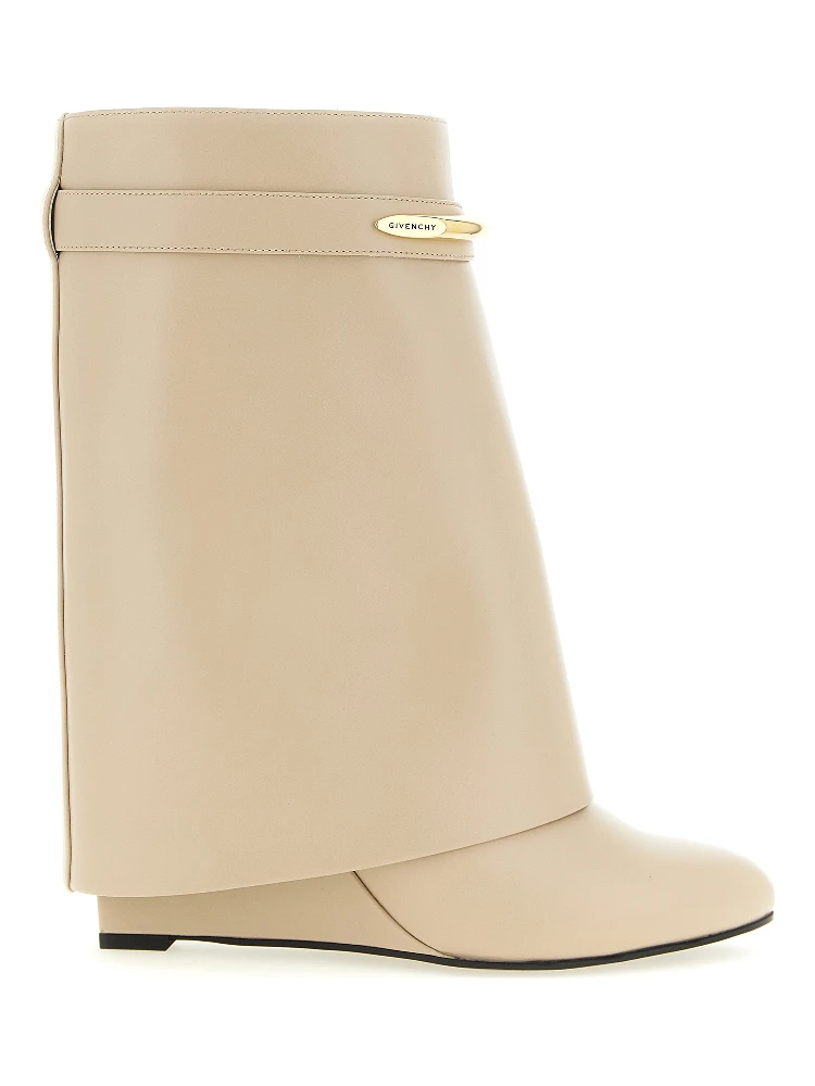 Beige Calfskin Ankle Boots