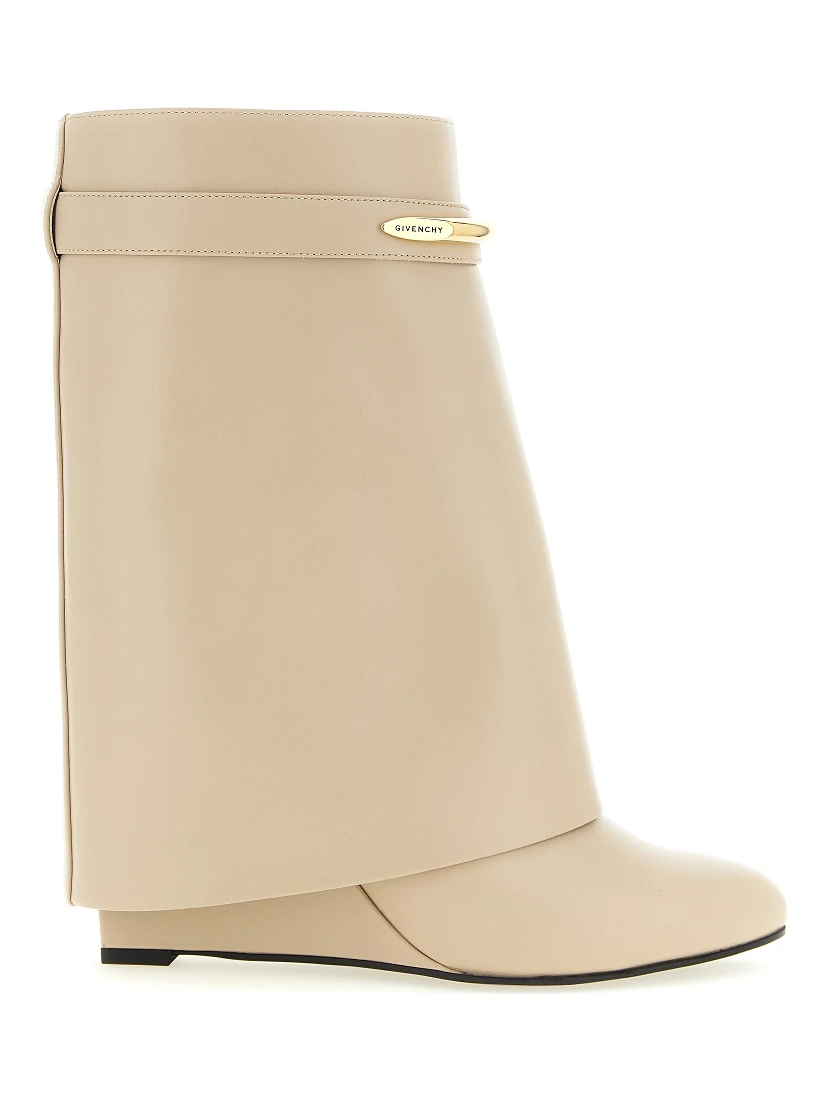 Beige Calfskin Ankle Boots