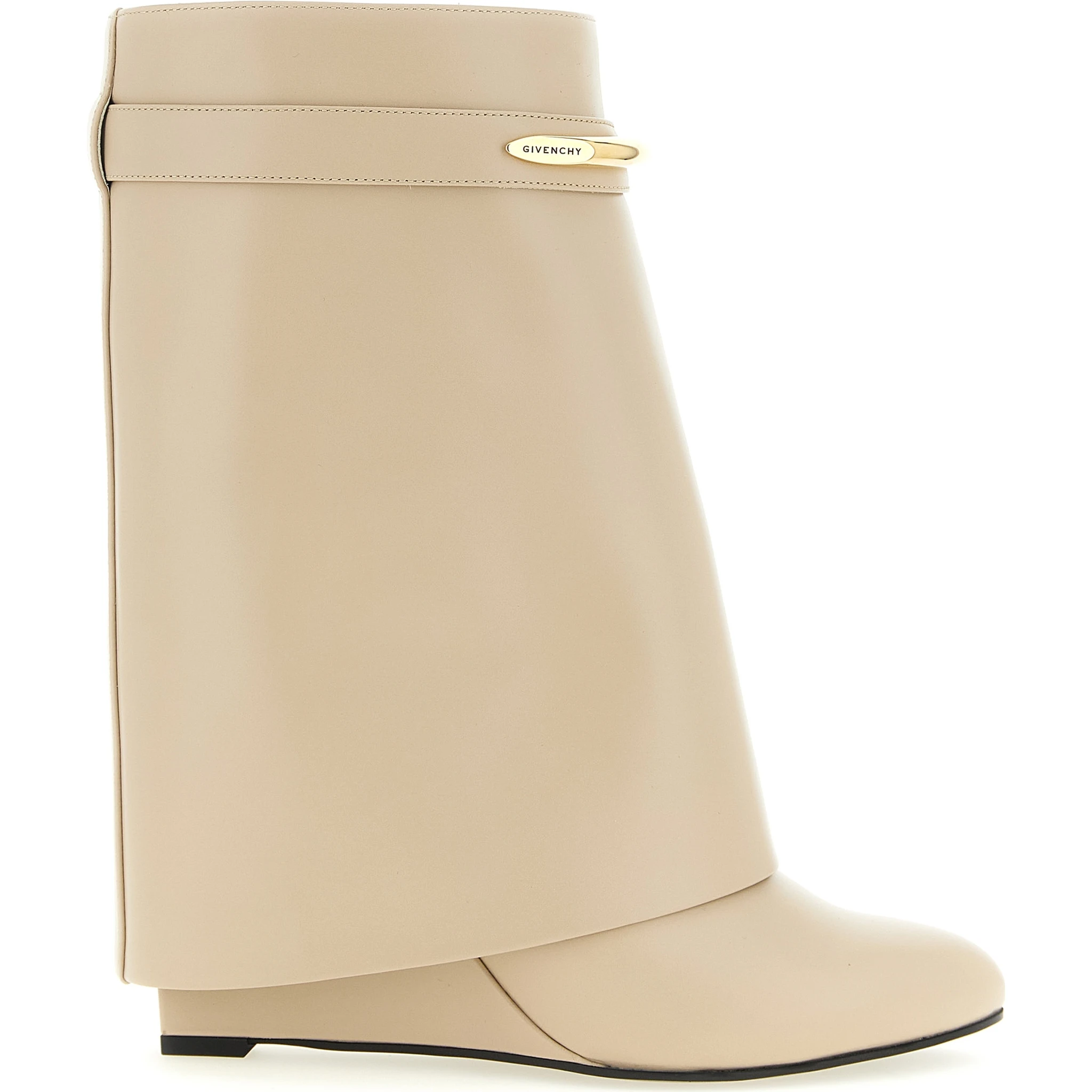 Beige Calfskin Ankle Boots