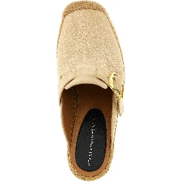 Beige Viscose Wedge Sandals