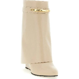 Beige Calfskin Ankle Boots