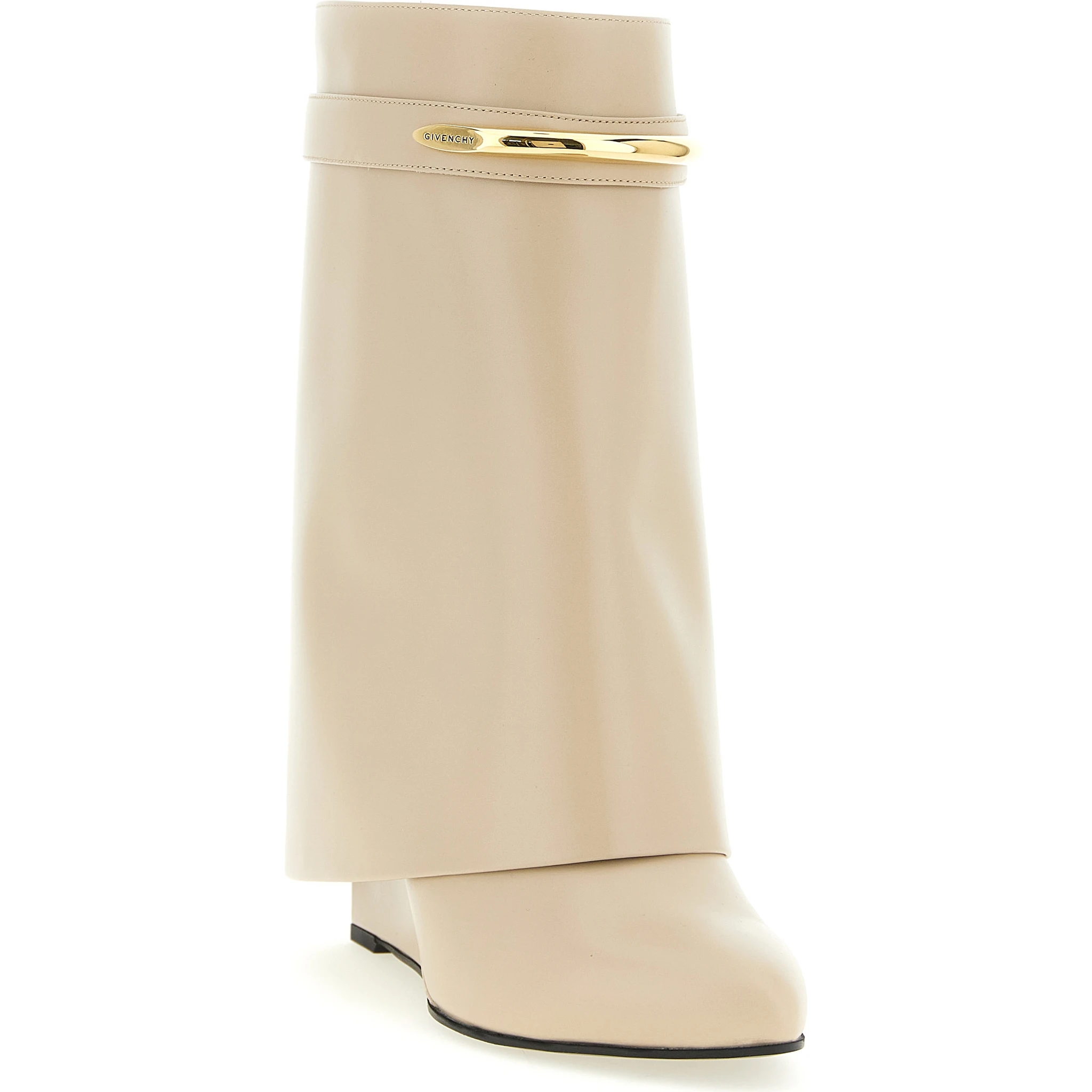 Beige Calfskin Ankle Boots