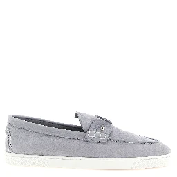 Gray Calfskin Slip-On Loafers