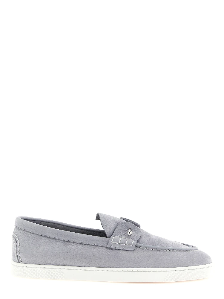 Gray Calfskin Slip-On Loafers