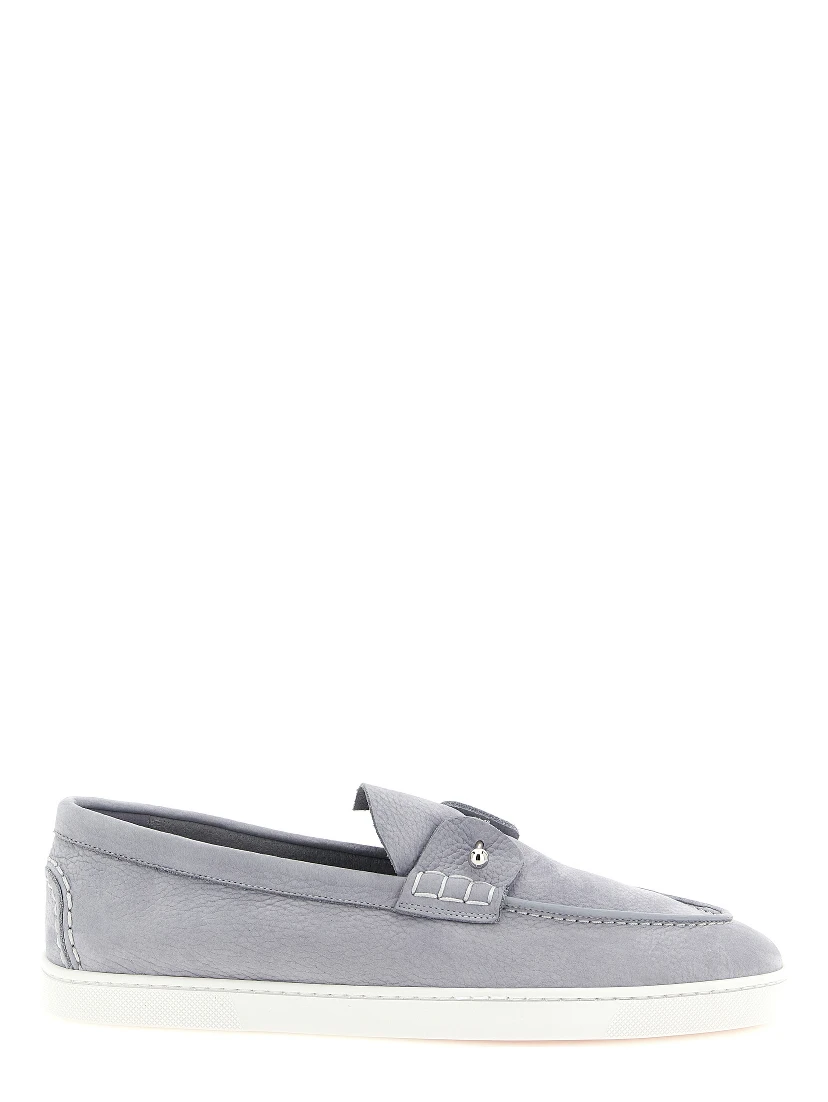 Gray Calfskin Slip-On Loafers