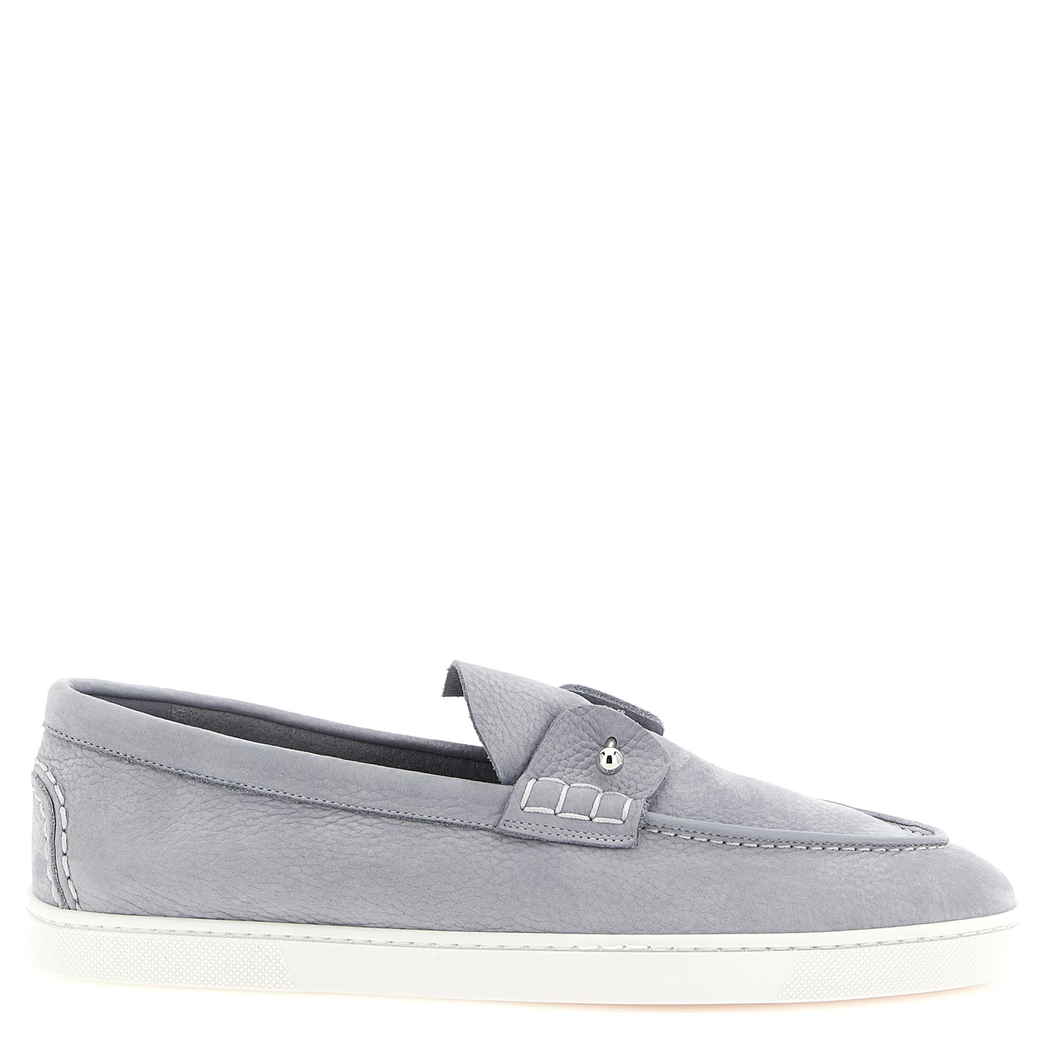 Gray Calfskin Slip-On Loafers