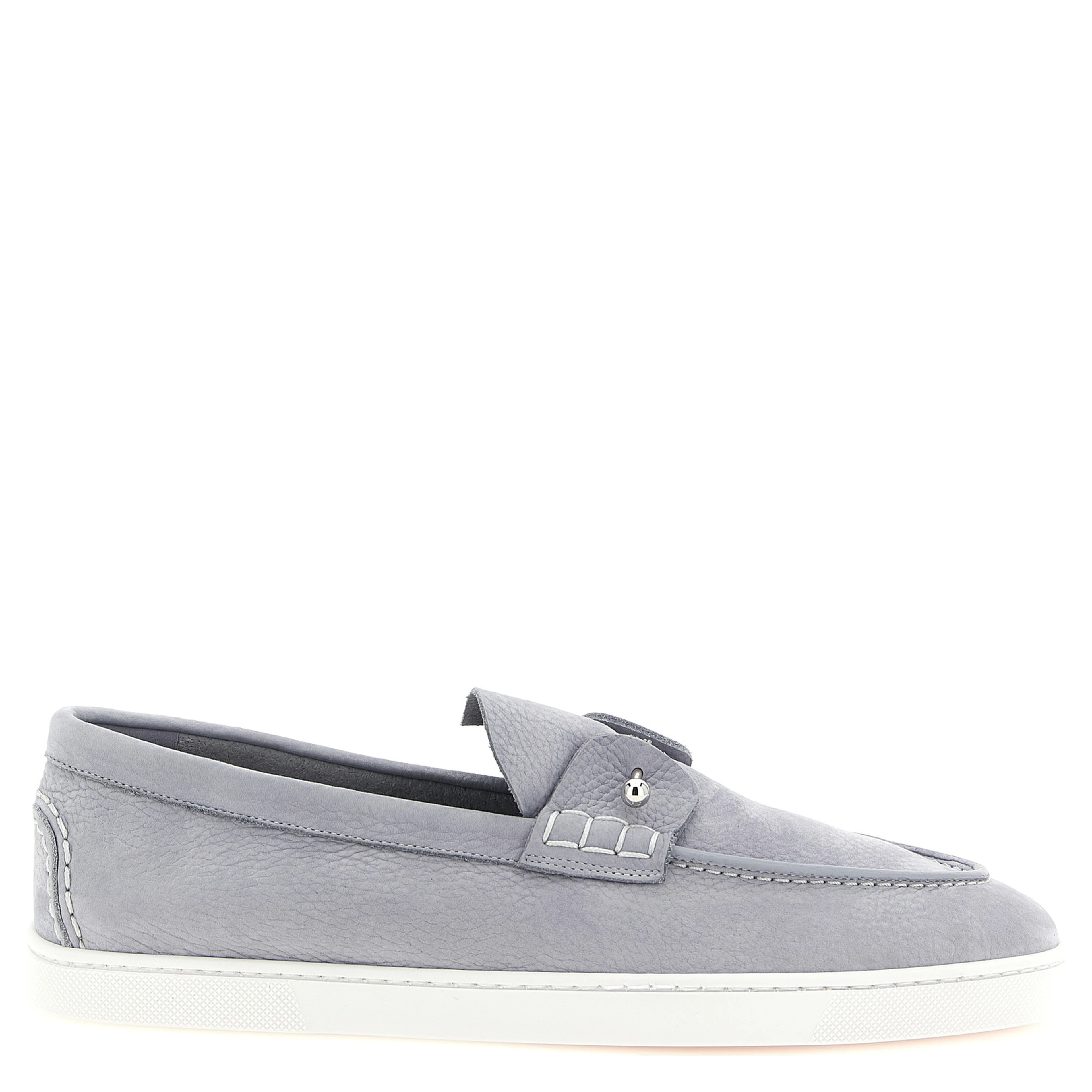 Gray Calfskin Slip-On Loafers